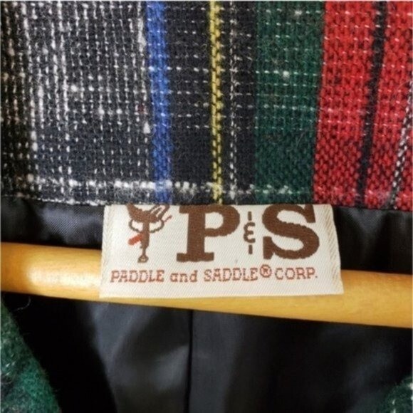 Vintage Paddle & Saddle | Red Green Blue Yellow Plaid Blazer