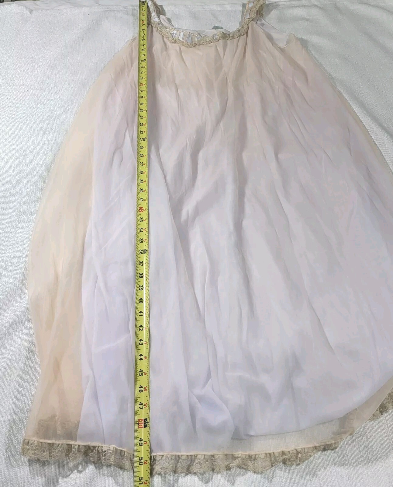 Vtg Matej for ODETTE BARSA Sheer Lace Overlay Nightgown 1960s Blue Pink Layers