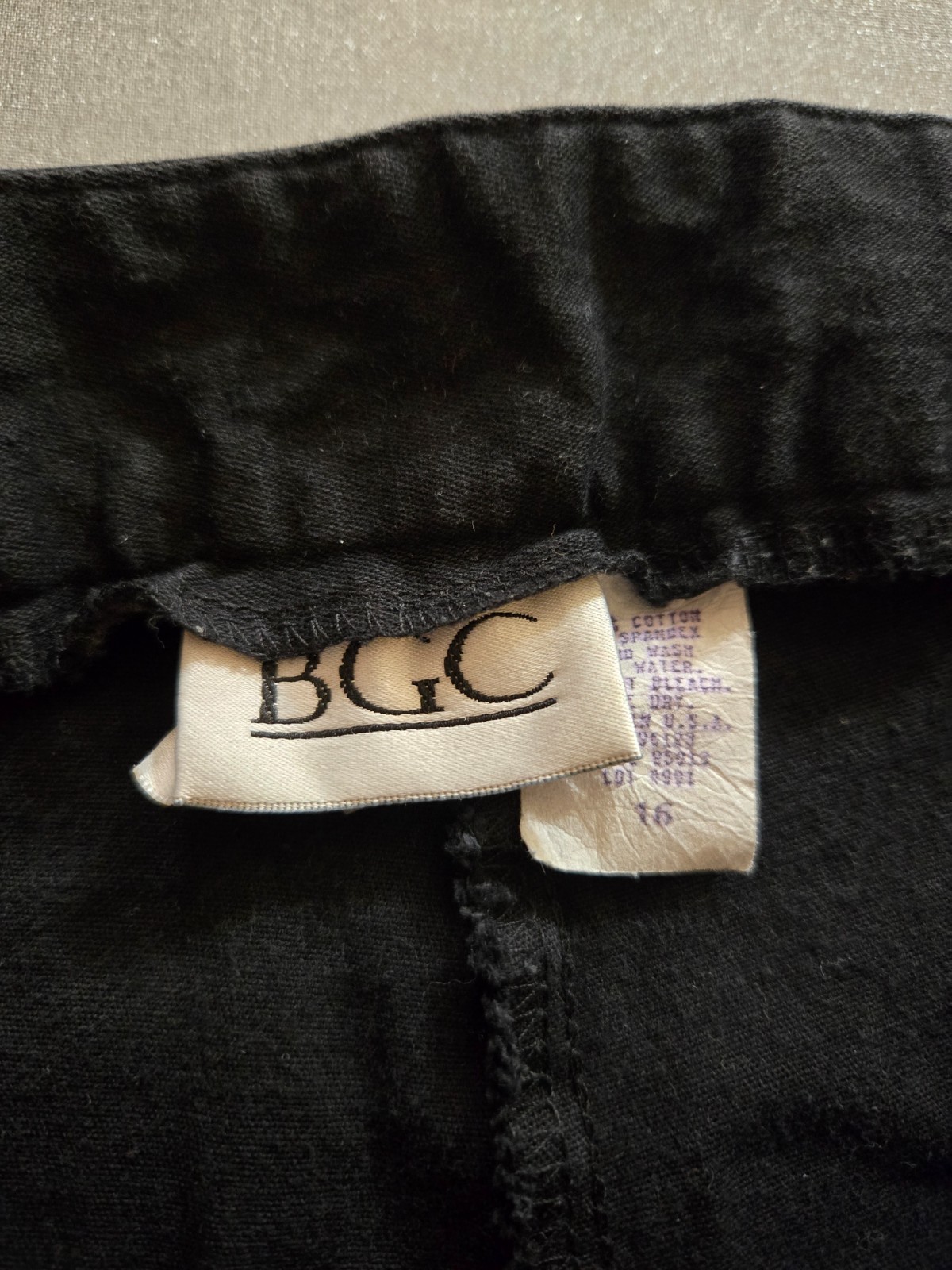 BGC Pants Black Size 16 Stretch Cotton Tapered Leg High Waist VTG Minimalist USA