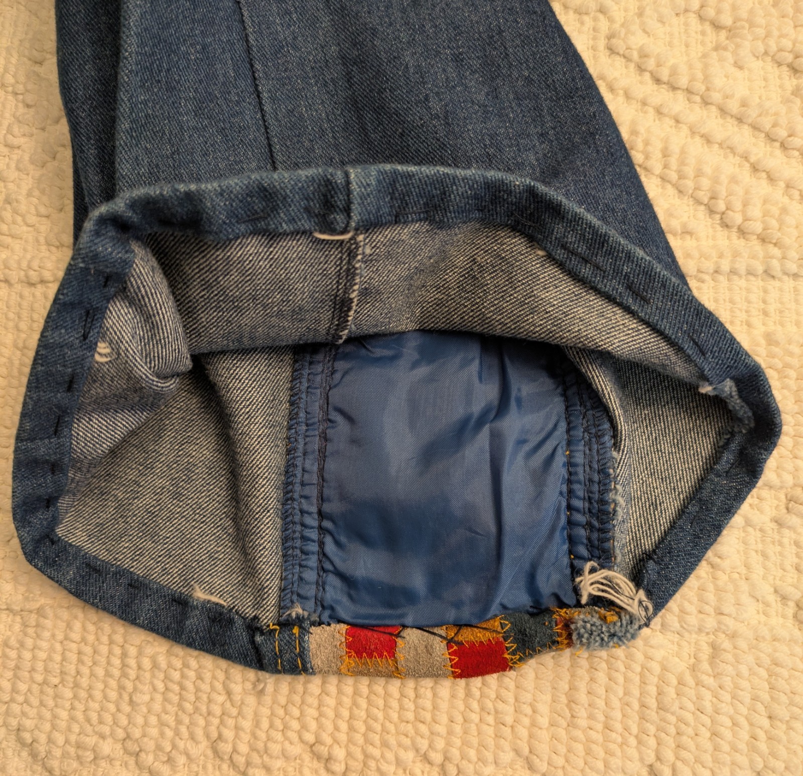 Vintage 1970’s Hippie Patchwork Denim Jeans with Leather – Laura Accessories