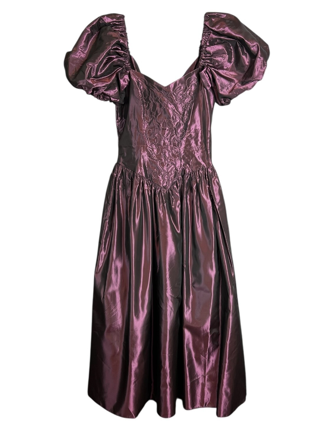Vintage 80s Cachet Bari Protas Sweetheart Gown Formal Dress w Puff Sleeves 5/6