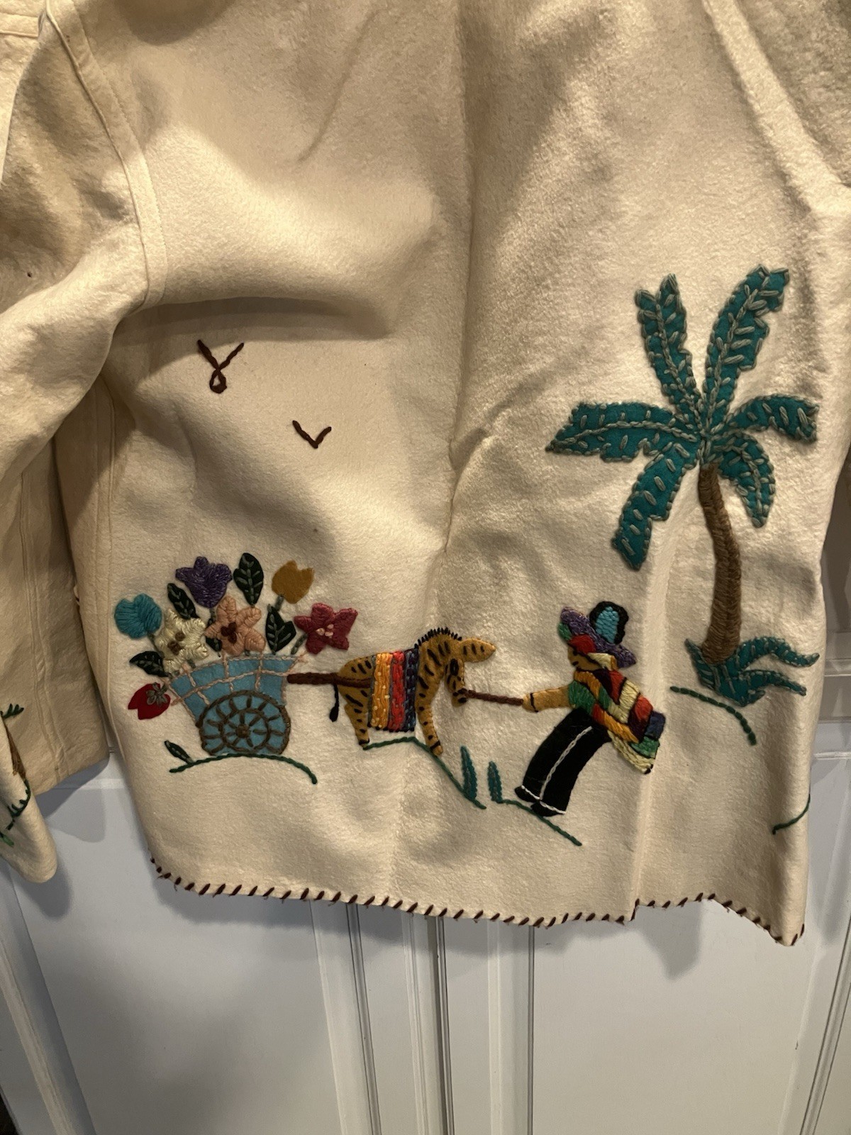 Mexican Tourist Jacket Vintage Wool with Anahuac Embroidery