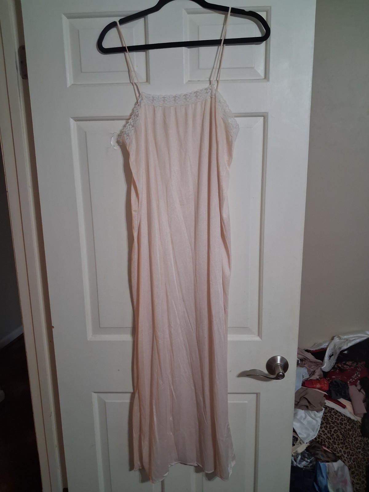 Dreamy Nights Long Pink Nylon Nightgown Large Vintage Lingerie Sleepwear
