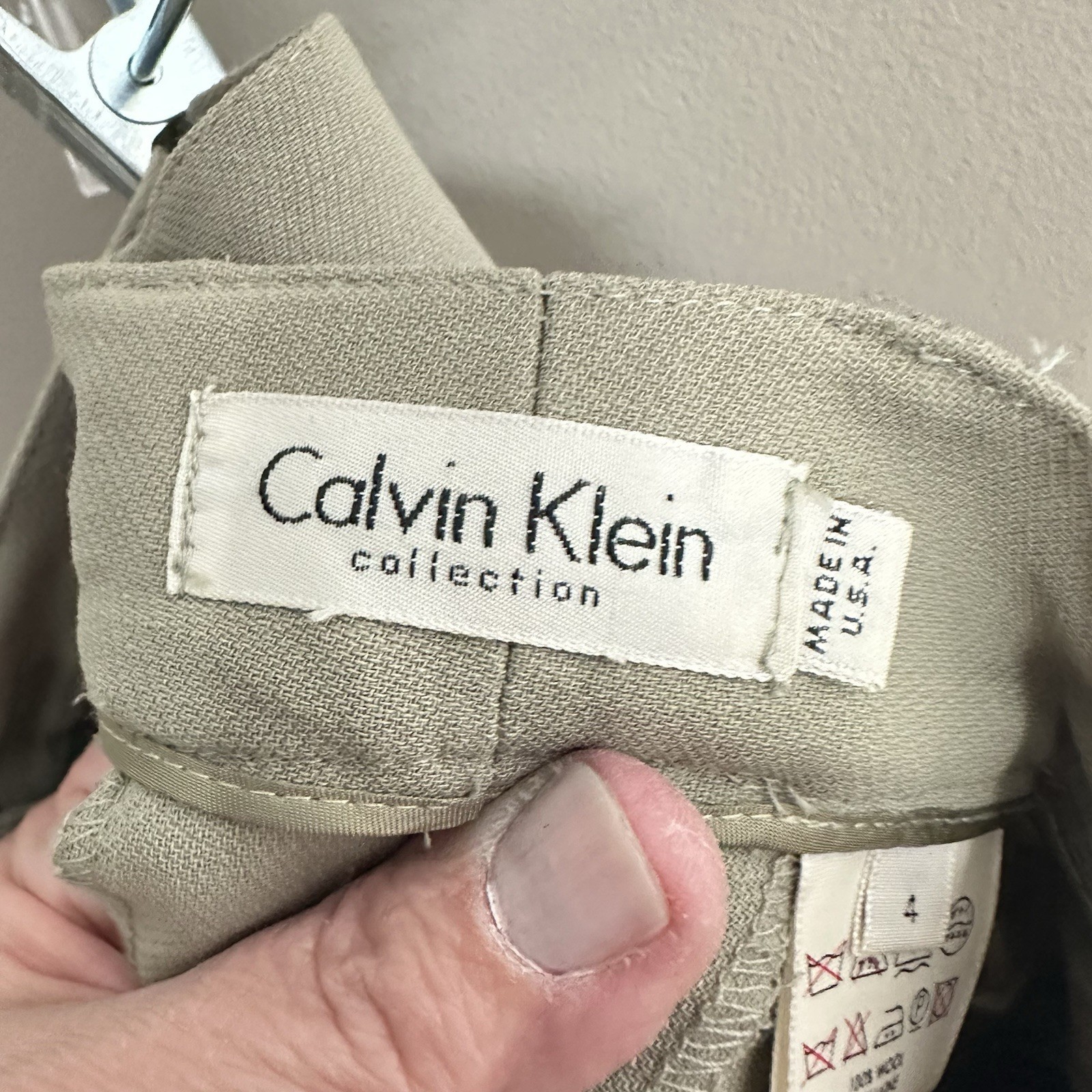CALVIN KLEIN COLLECTION PANTS vintage 90s beige XS 0 2 pleated CBK era 100% wool