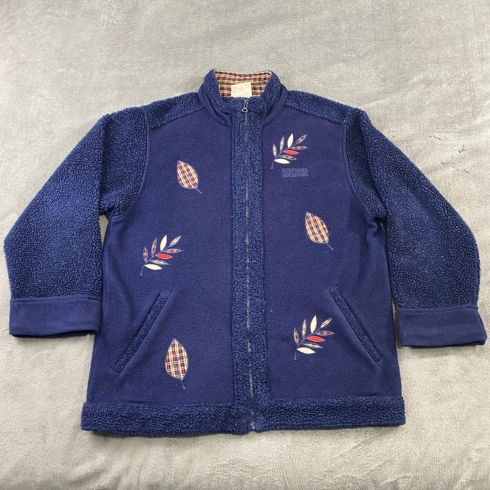 VTG Northern Reflections Fleece Jacket Cabincore Navy Leaf Embroidery Full Zip