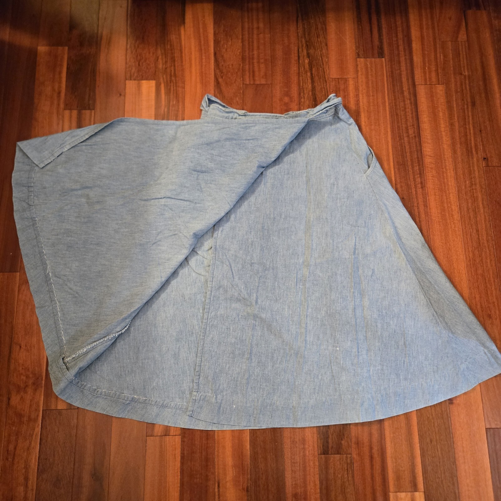 Vintage Stockton Light Denim Full-Circle Wrap Skirt Cottage Prairie Bohemian