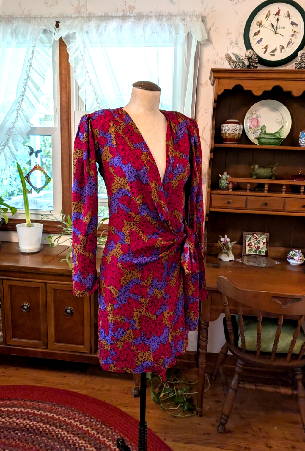 (34) LIQUID LAVA! Silk Wrap Dress YVES SAINT LAURENT rive gauche Vintage YSL