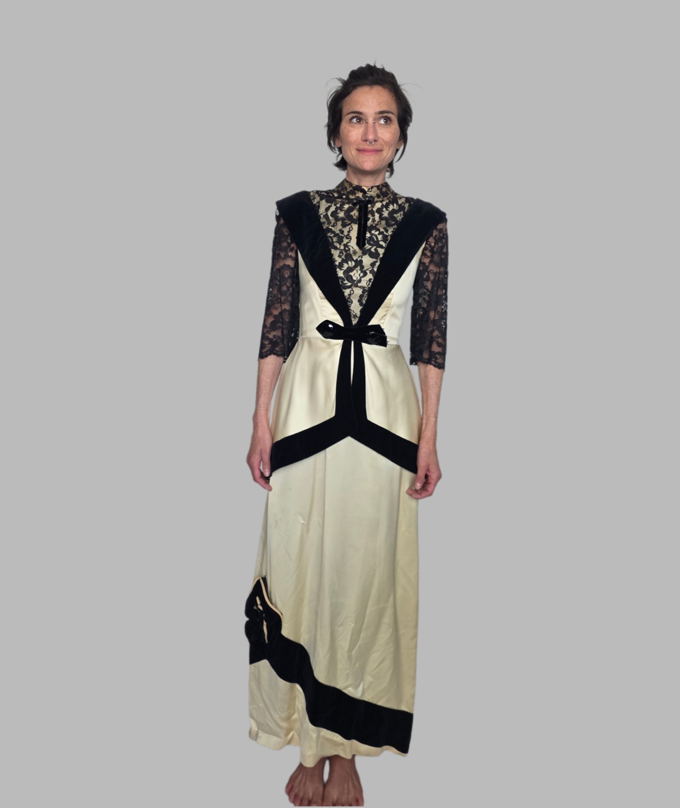 Authentic Edwardian Silk & Velvet Evening Gown | Titanic Era Dress c.1910 |…
