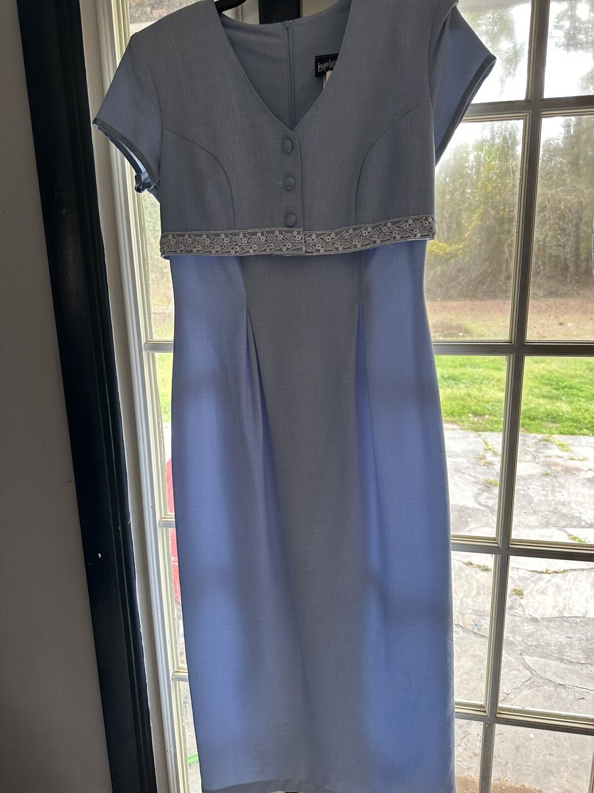Vintage 1990&rsquo;s Womens Ladies Trendy Retro Pale BabyBlue Office Dress – Size 7/8