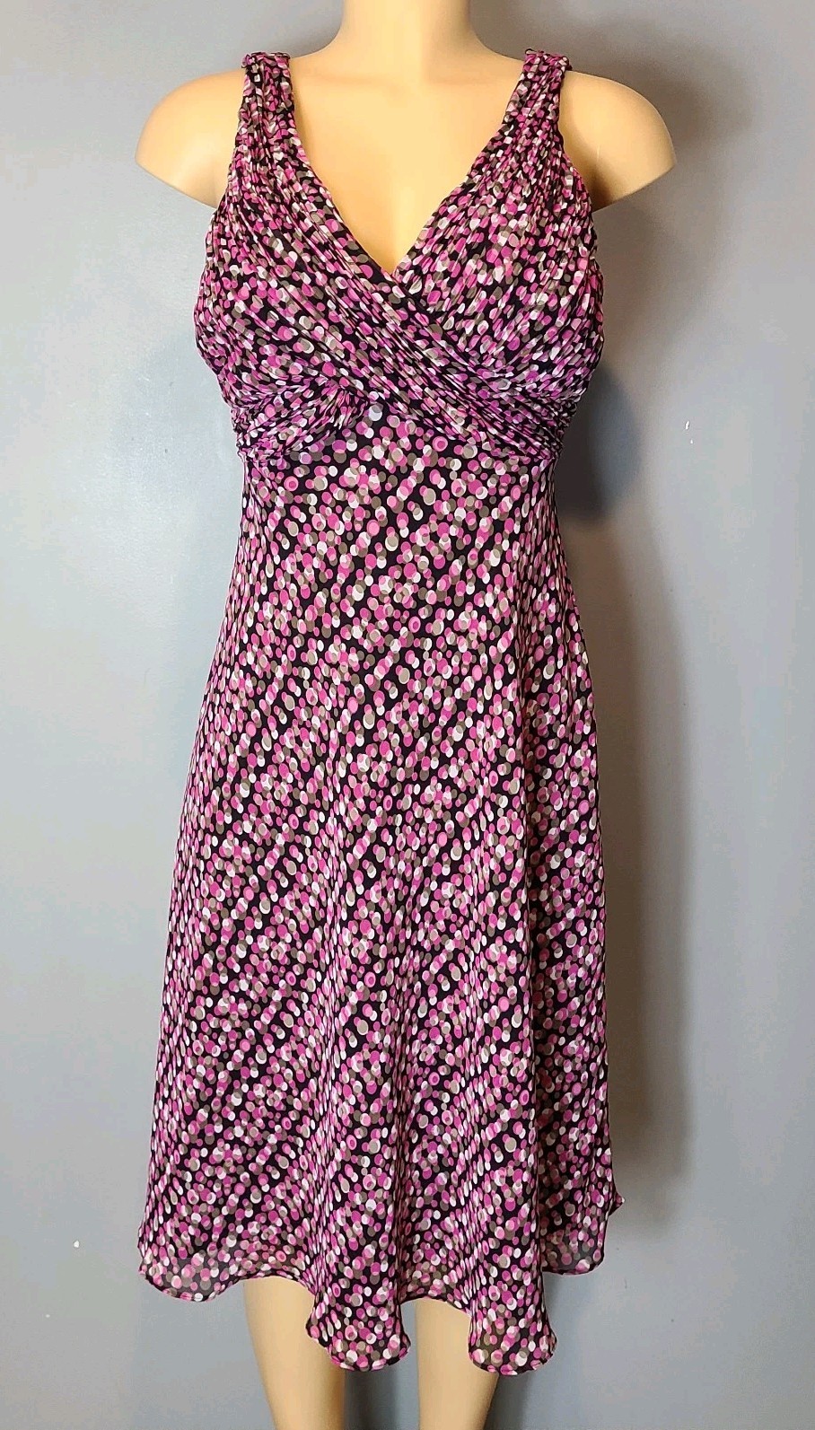 Vtg Jones Wear Midi Dress Polka Dot 90s Retro Preppy Sz 10 Party Wedding Guest
