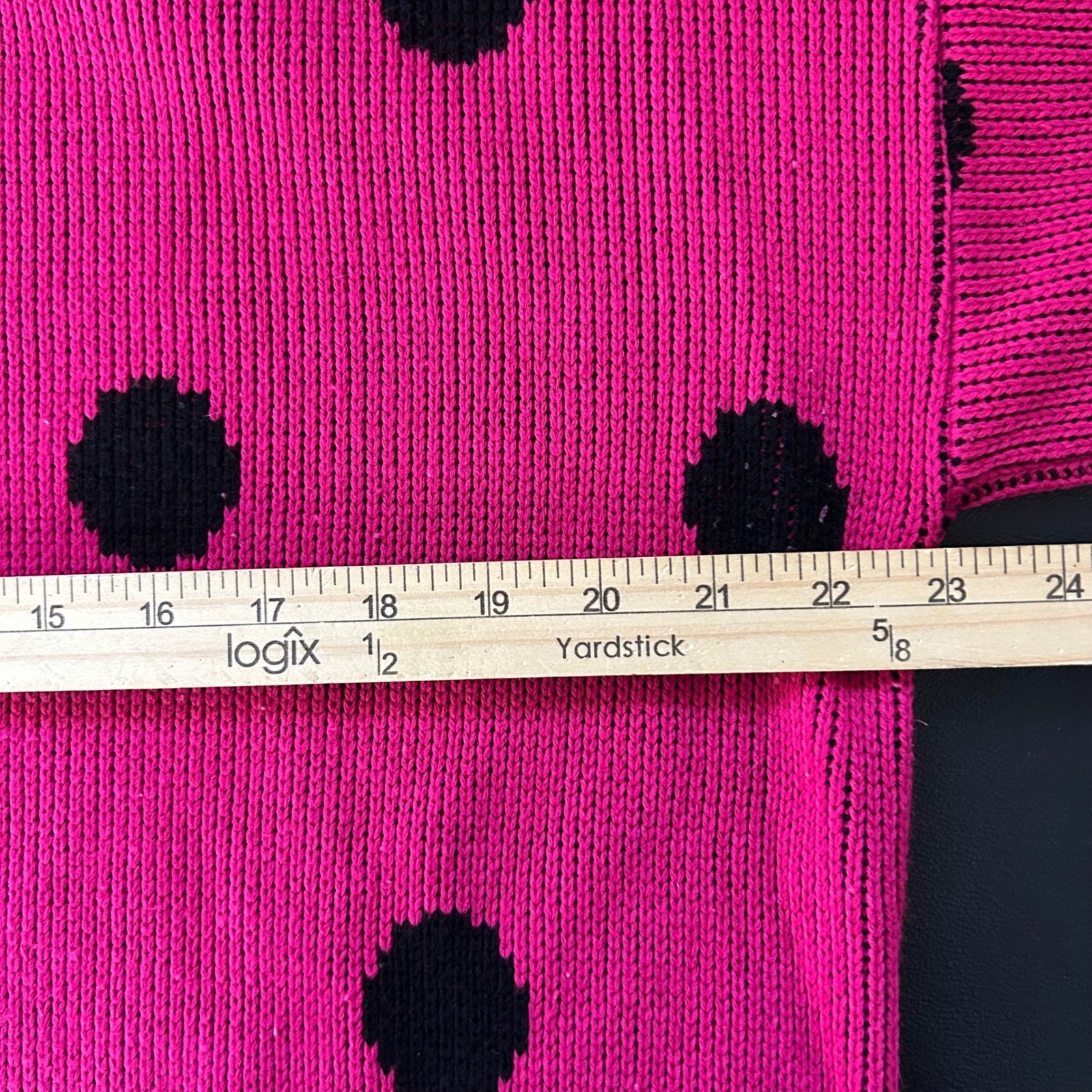 Vintage Major Motion Pink Polka Dot Sweater Crew Neck Knit Made in USA Retro