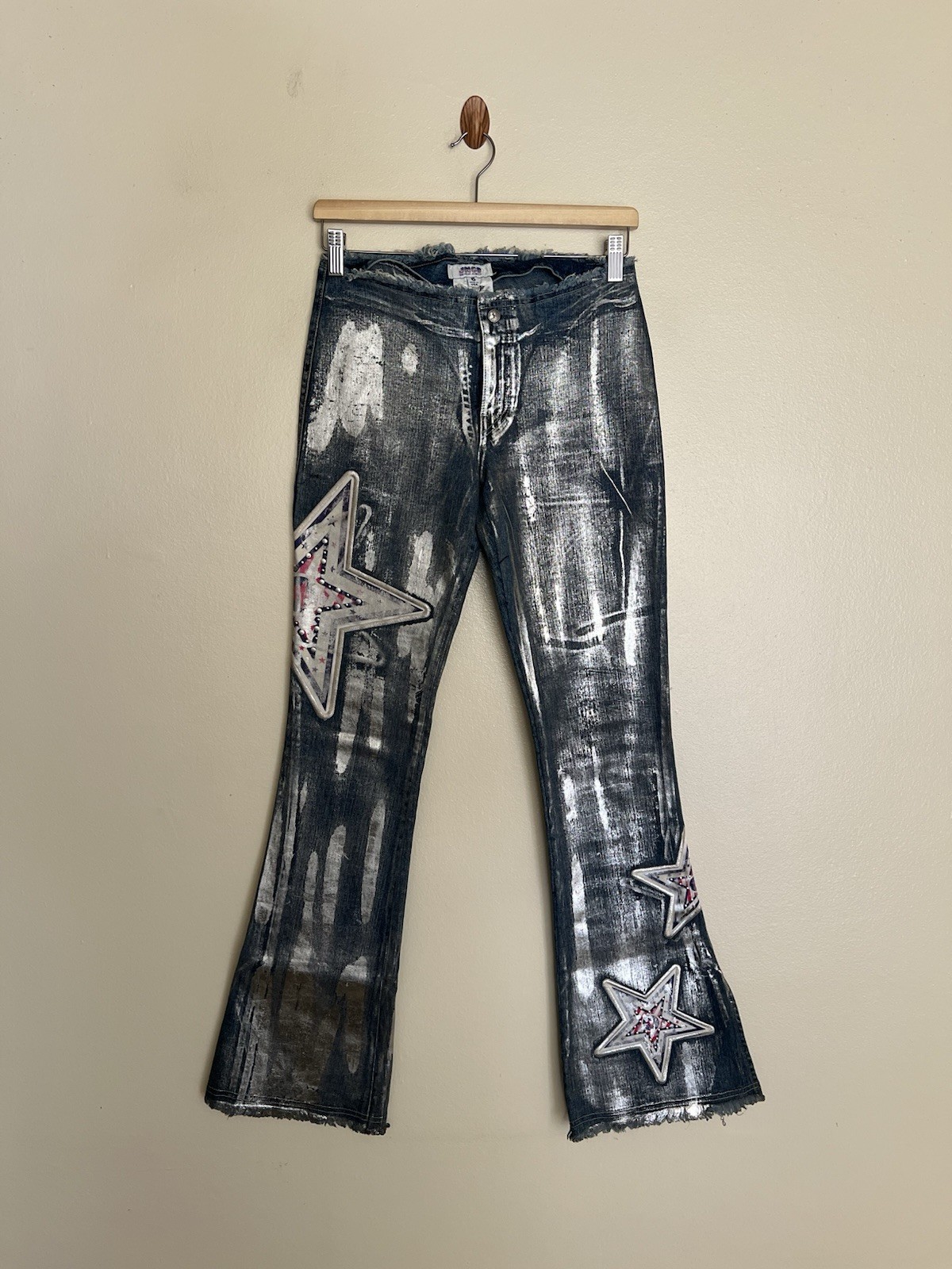 Vintage 90s JNCO Star Flare Boot Cut Jeans Women&rsquo;s Size 5 Rare Punk Emo Denim