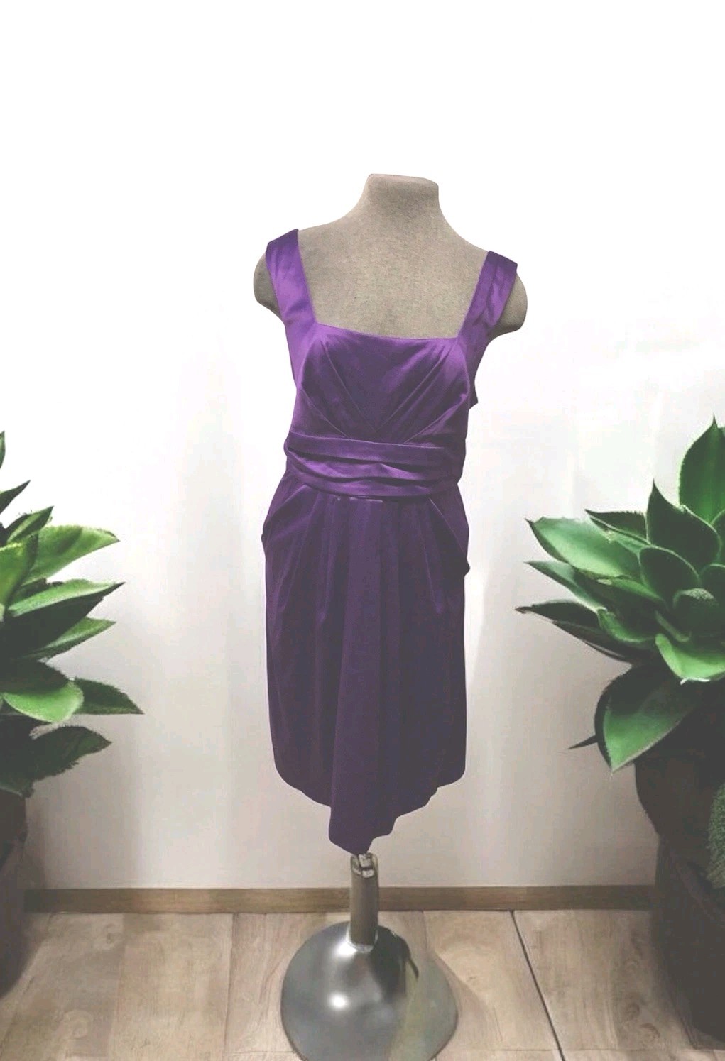 Vintage Satin Dress, Size 18, Purple, Lined,2front Pockets, Sleeveless, Romantic