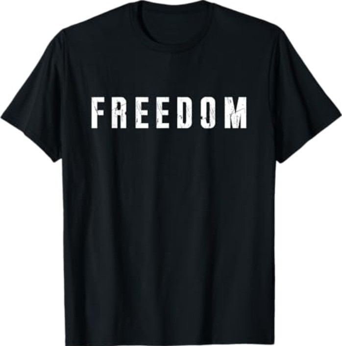 Freedom Text Minimalist Design Bold Typography Graphic T-Shirt