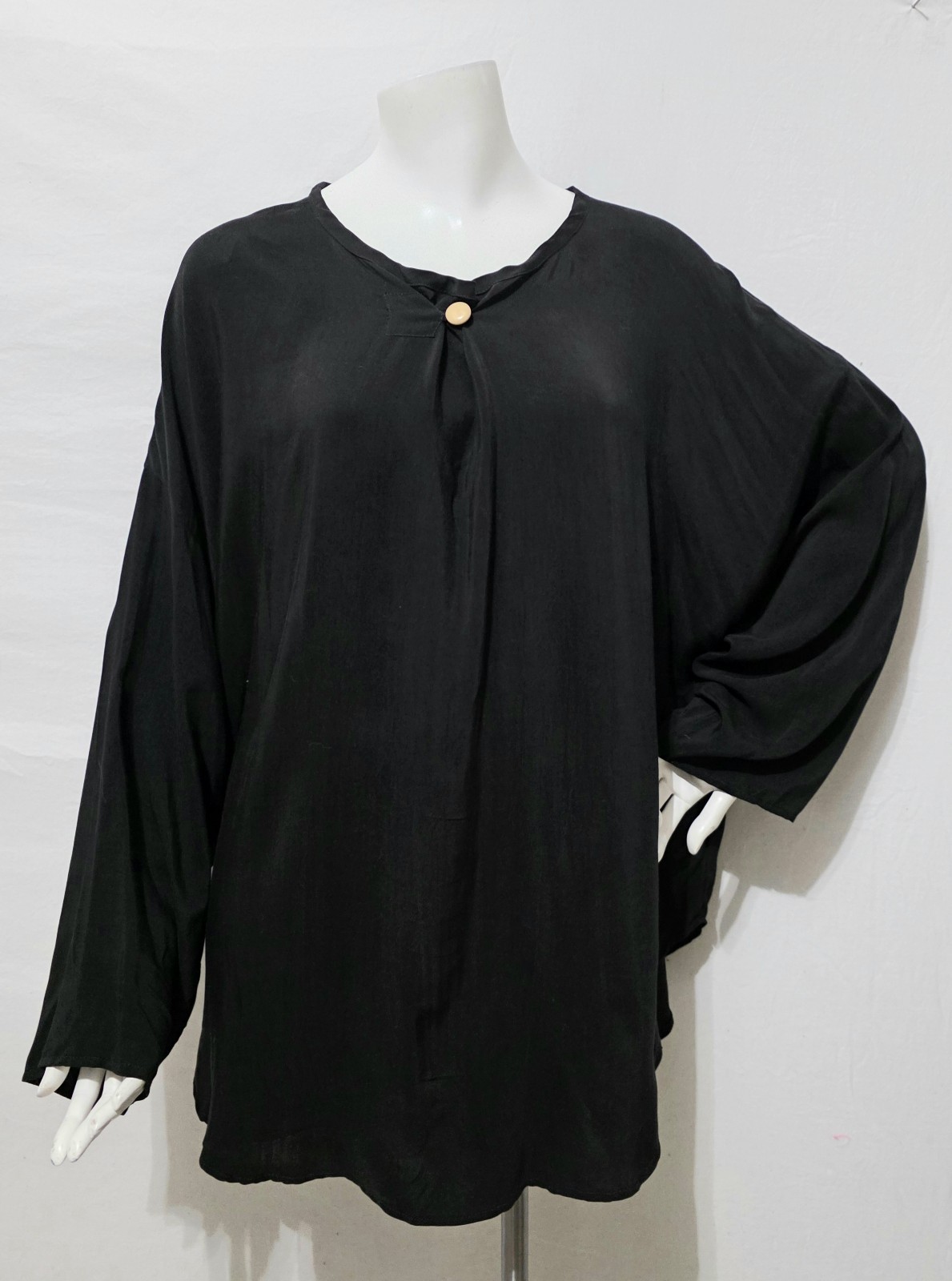 SU-ZEN OS Fits L thru 2X Tunic Top Black Silky Whimsigoth Fairy Grunge &rsquo;90s