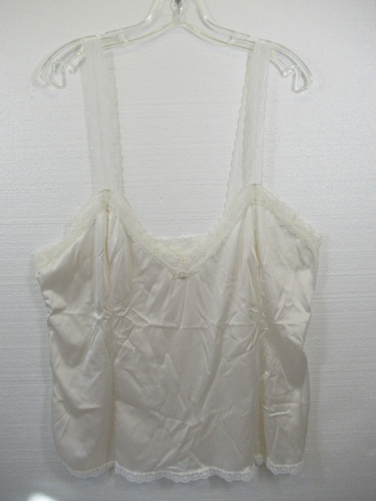 Vintage Mel Lin Satin Camisole Women 2XL White Lace Straps Nylon