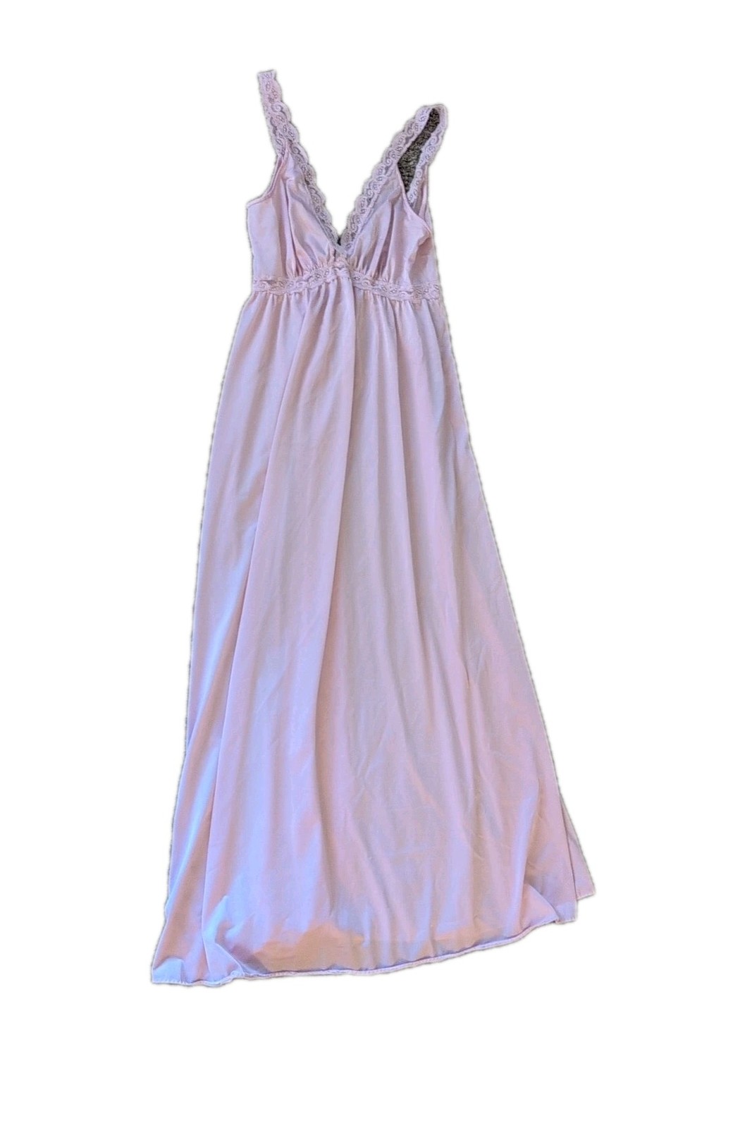 Vintage OLGA Bodysilk GOWN Nylon Stretch LACE SWEEP Pink Lingerie 9633 Sz M