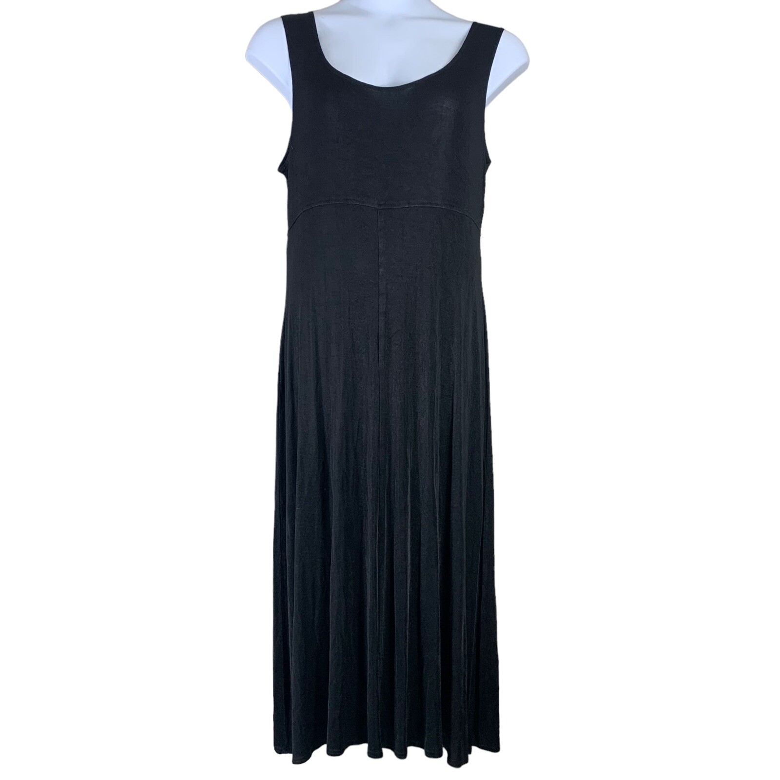 Vintage Dress Rabbit Designs Sz 16 Black Sleeveless Straight Cut Scoop Neck FLAW