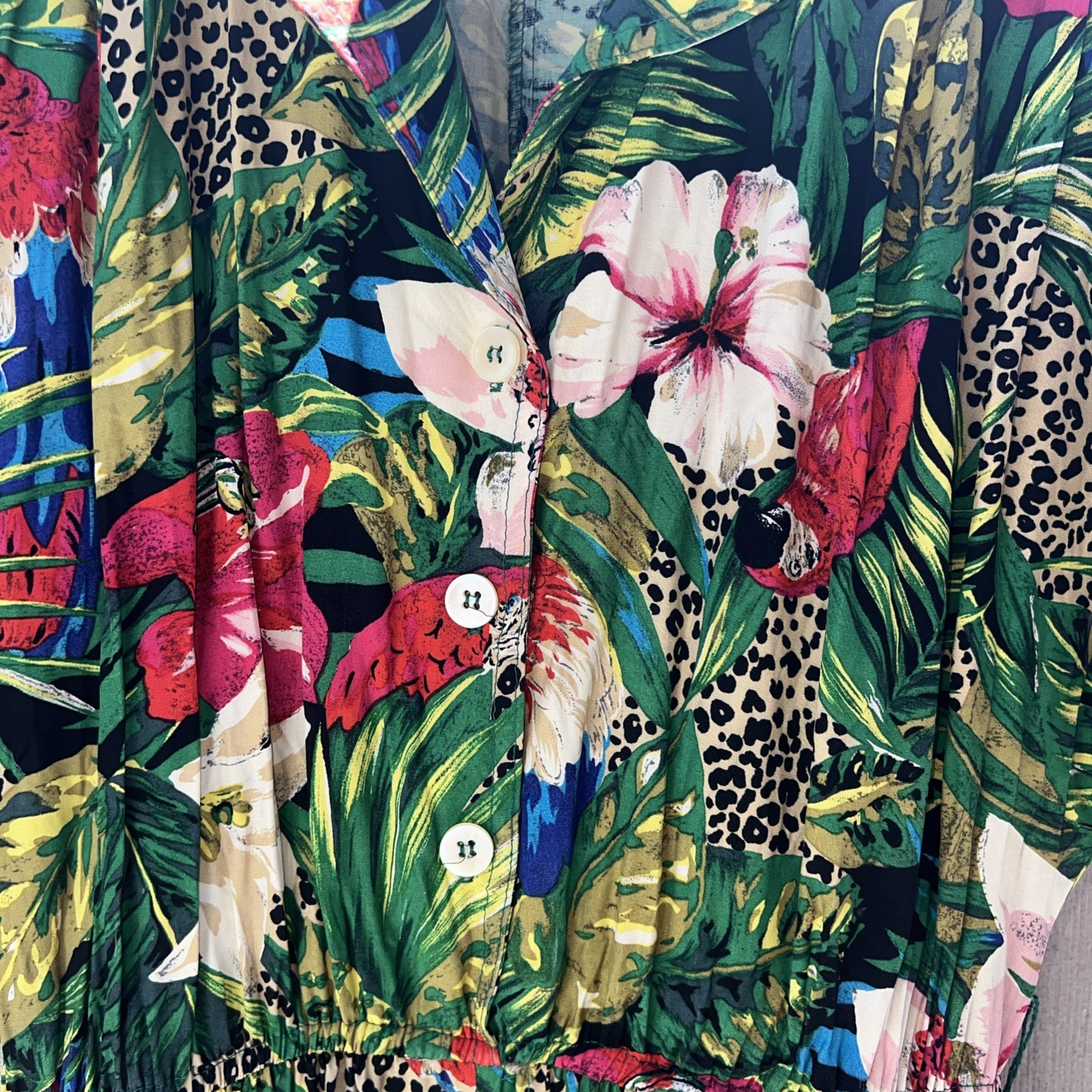 Vintage Carole Anderson Tropical Jumpsuit Viscose SZ 9/10 S/M Pants