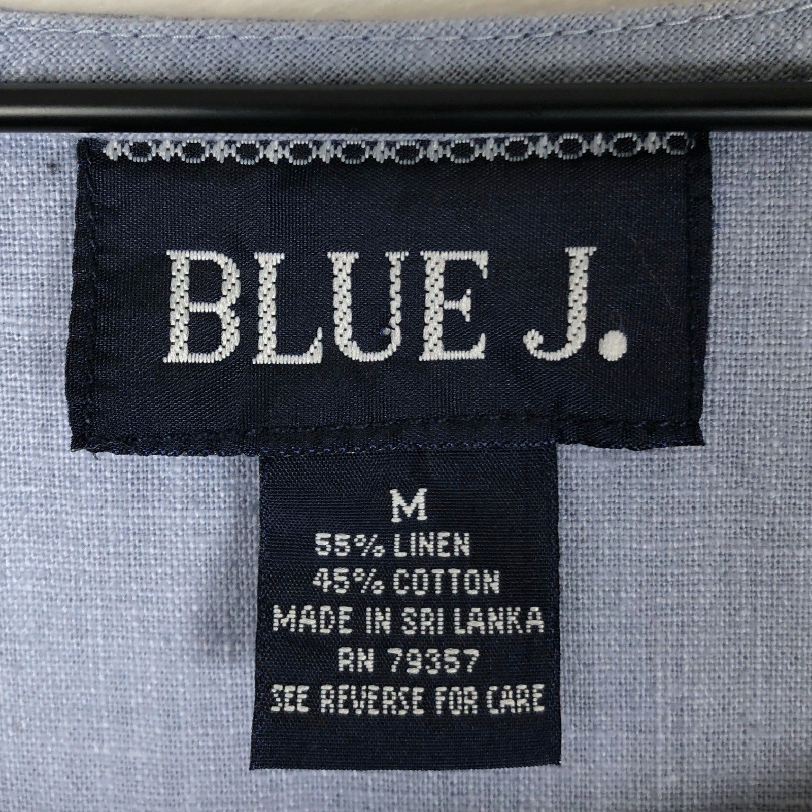 VTG Blue J. Linen Cotton Side Button Jumper Dress Sz M Cargo Pockets Sleeveless