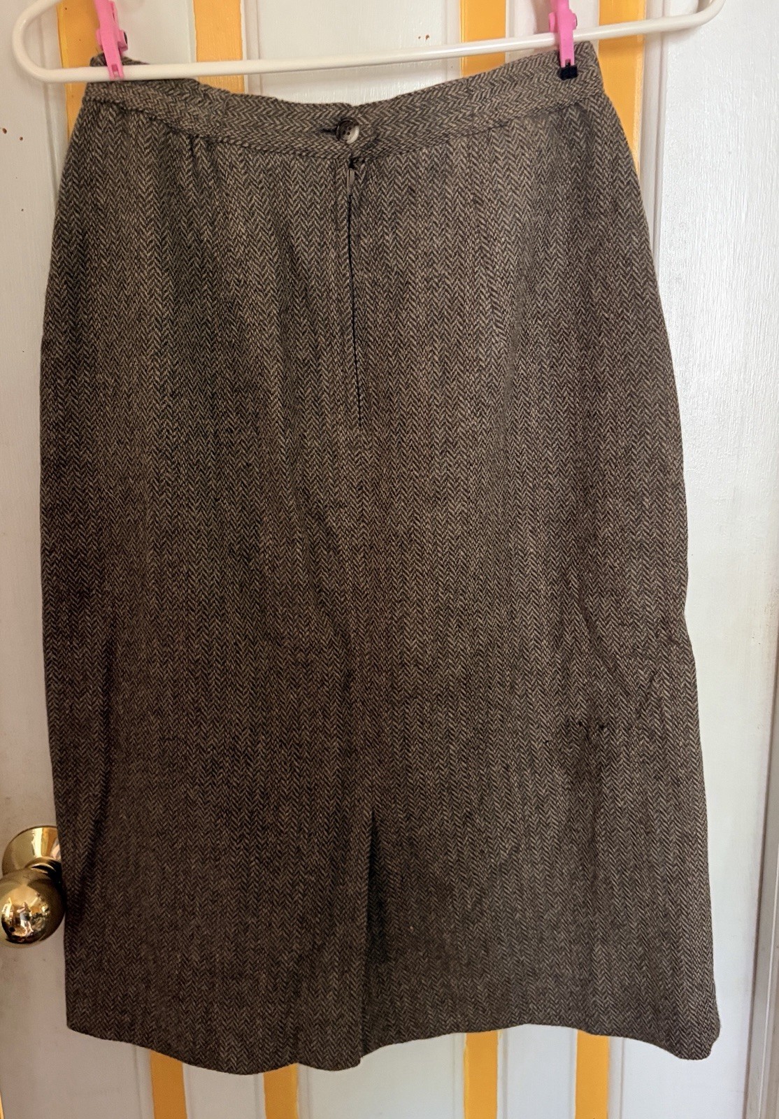 Vtg Barclay Petites 100% Wool Herringbone Skirt Set Dark Light Academia Size 6
