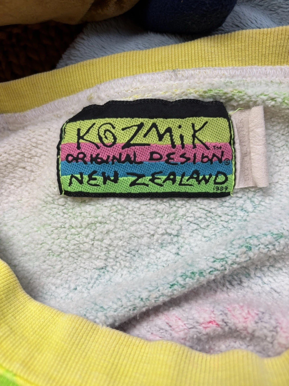 1989 Vintage Hand painted Neon Kozmik Crewneck Sweater Size XL.