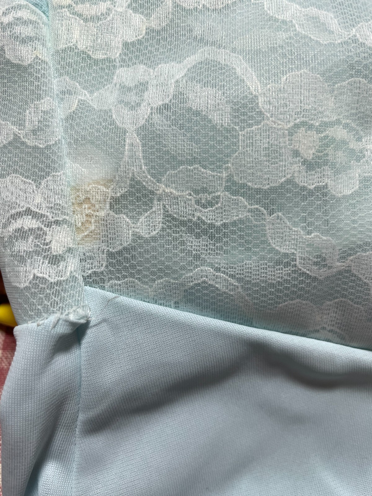 Vintage Evette Slip Nightgown Size 36 Lace Trim Nylon USA Made Baby BLUE Sissy