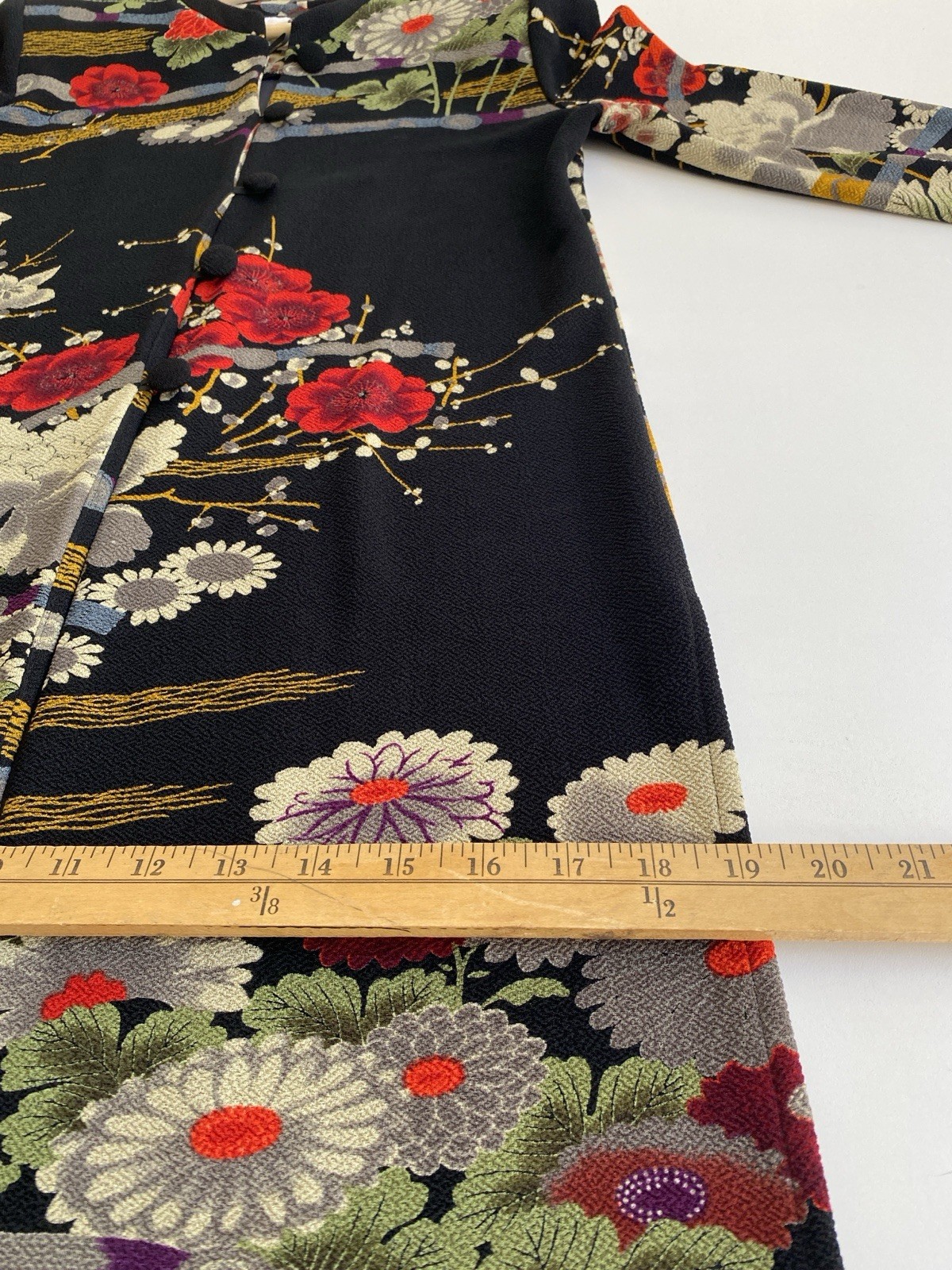 Vtg Connie’s Moonlight Duster Light Weight Coat Floral Asian USA Art To Wear