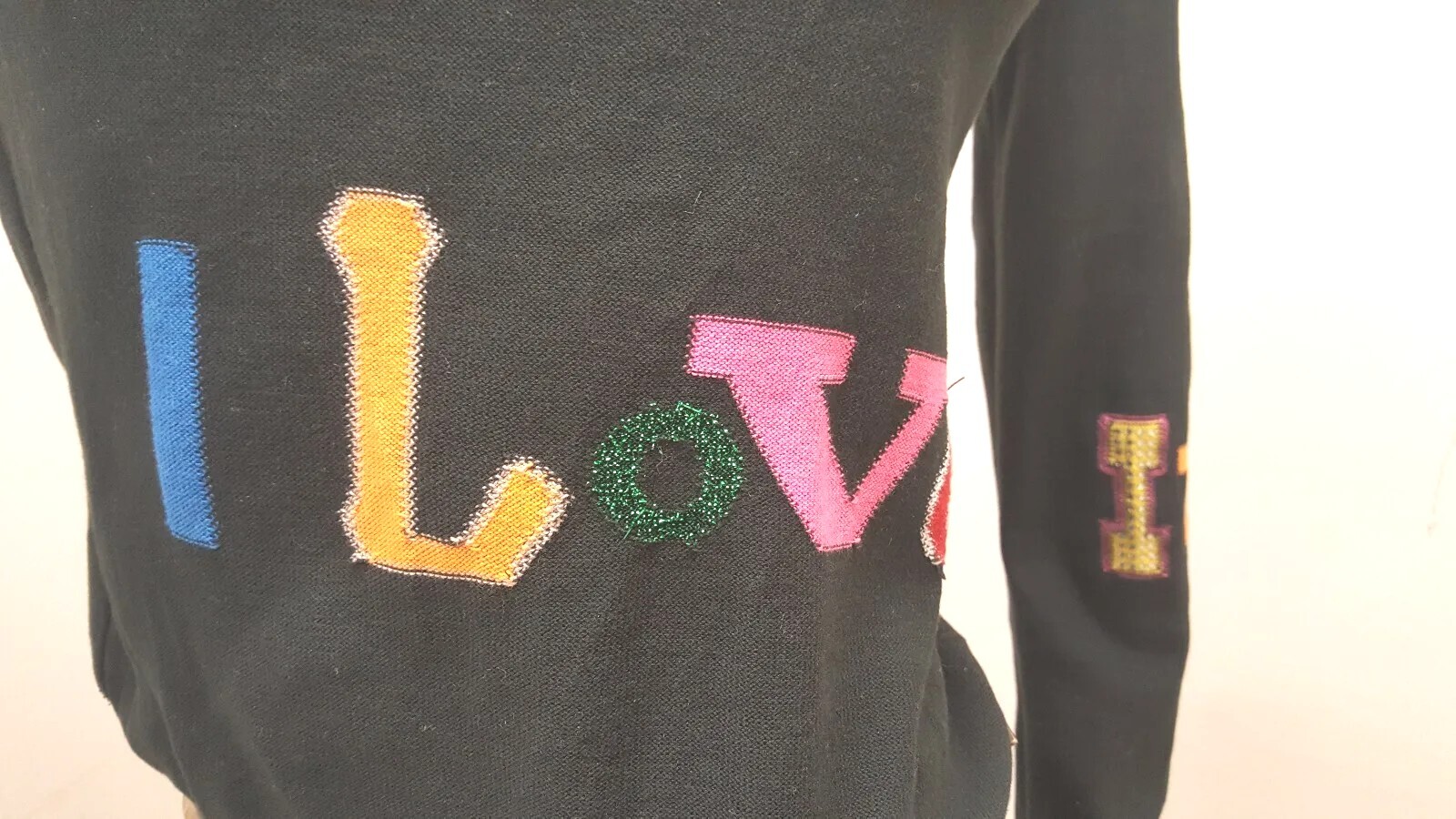 Sonia Rykiel sweater pullover  » I LOVE IT » aplicque balck s.40 BLACK 1-14