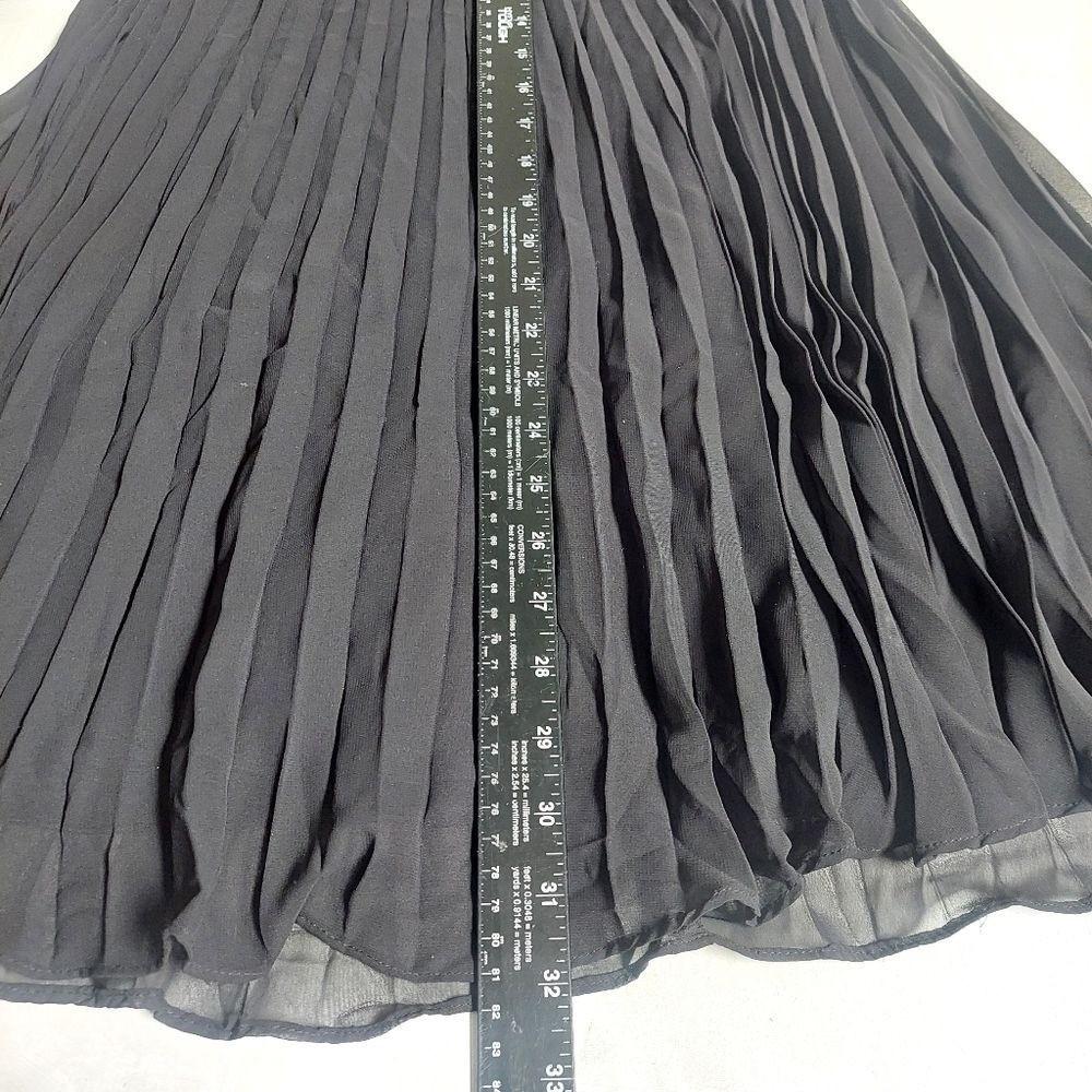 Alex Evenings Black Dress Size 12P Babydoll Velvet Satin Pleated