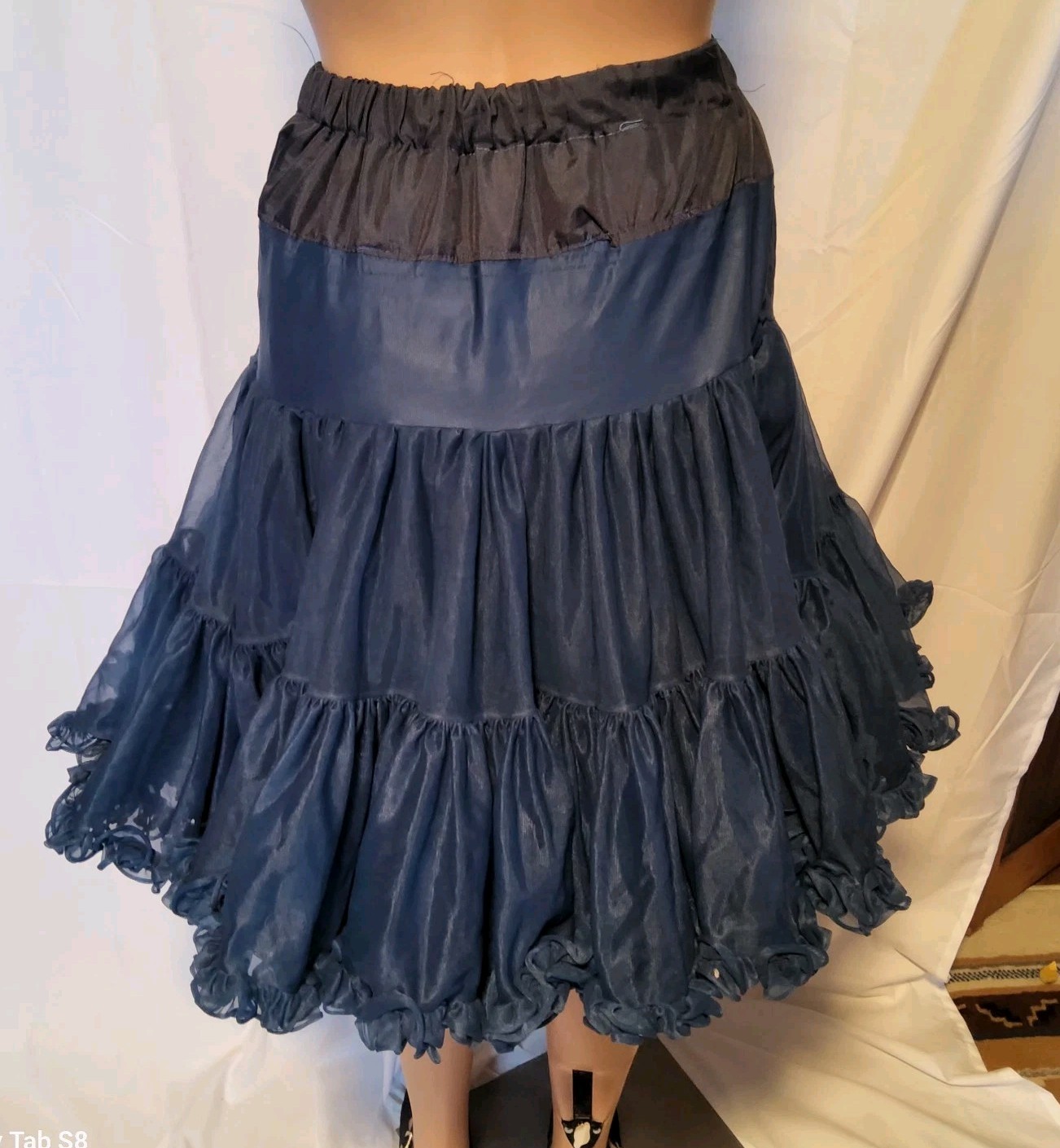 Vtg 20.5” Square Dance Rockabilly Petticoat Navy Blue Md. 26-34&Prime;W Pettipants