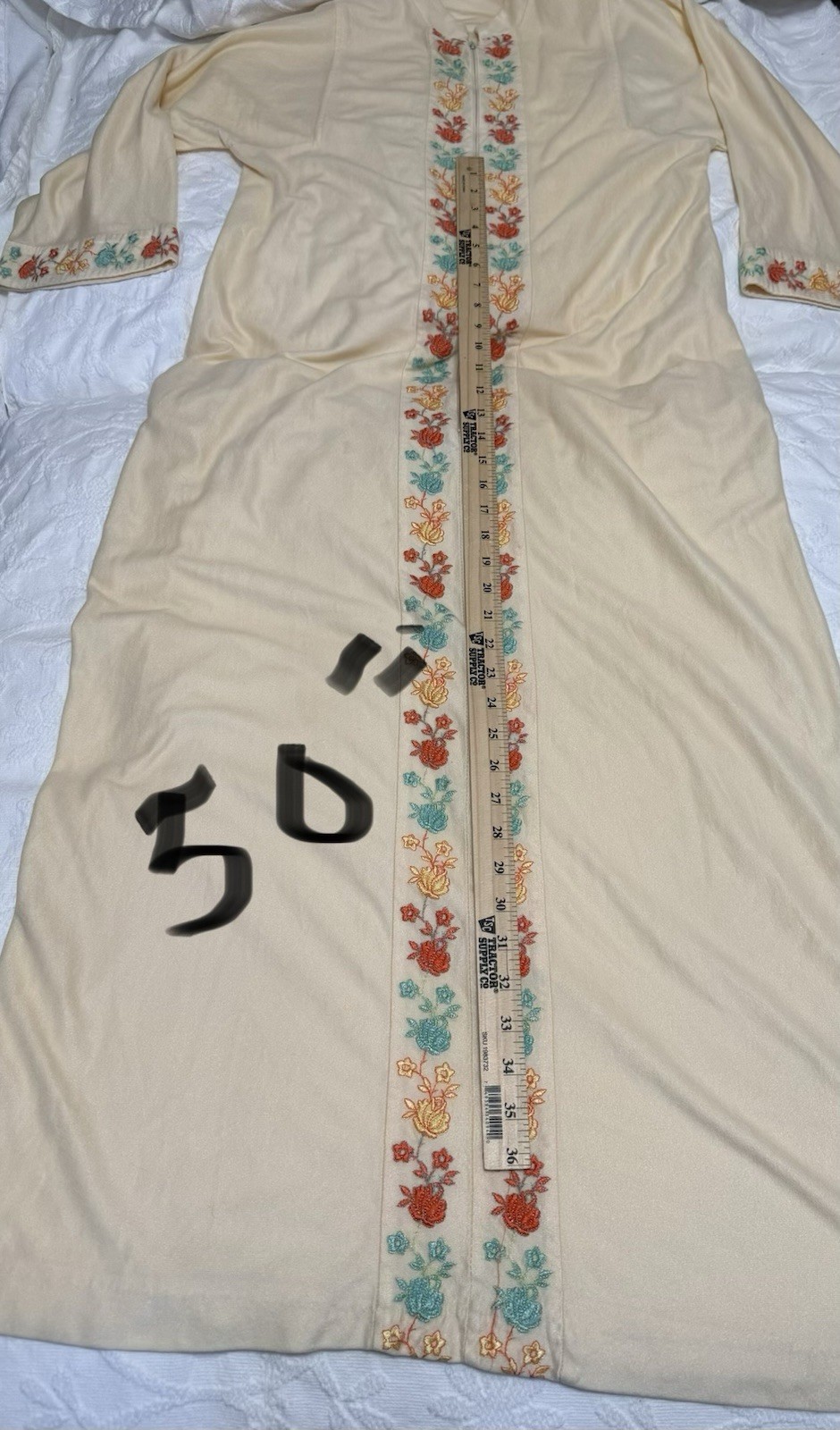 VTG 70s Embroidered Caftan Lounge Dress Grandma Chic Cottagecore Maxi