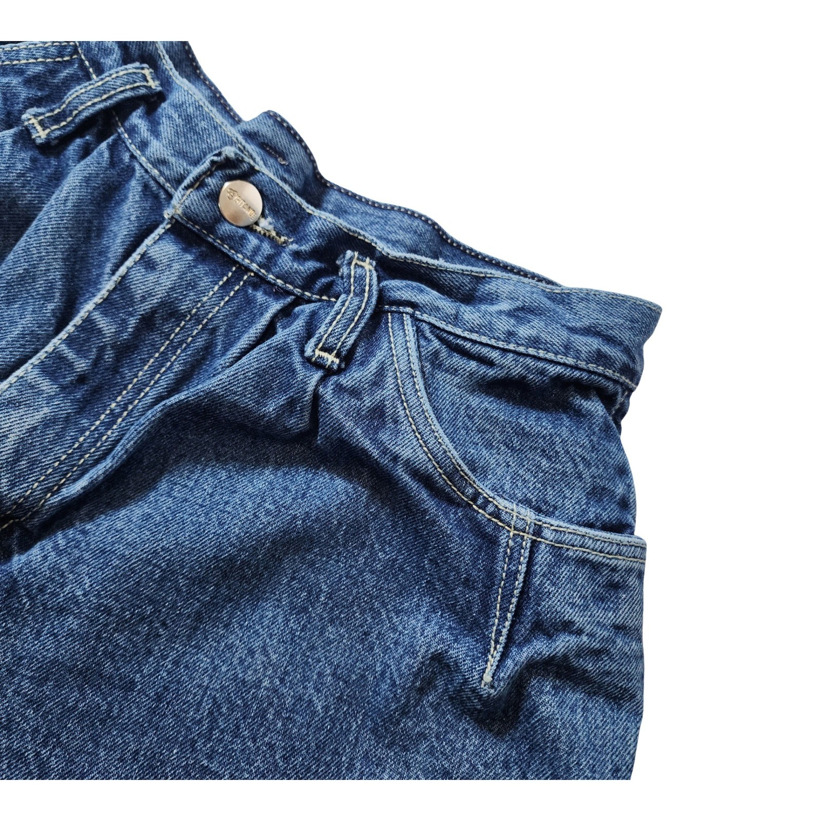 PS Gitano Vintage High Waisted Tapered Jeans Blue Denim 12 Short Cotton Brazil