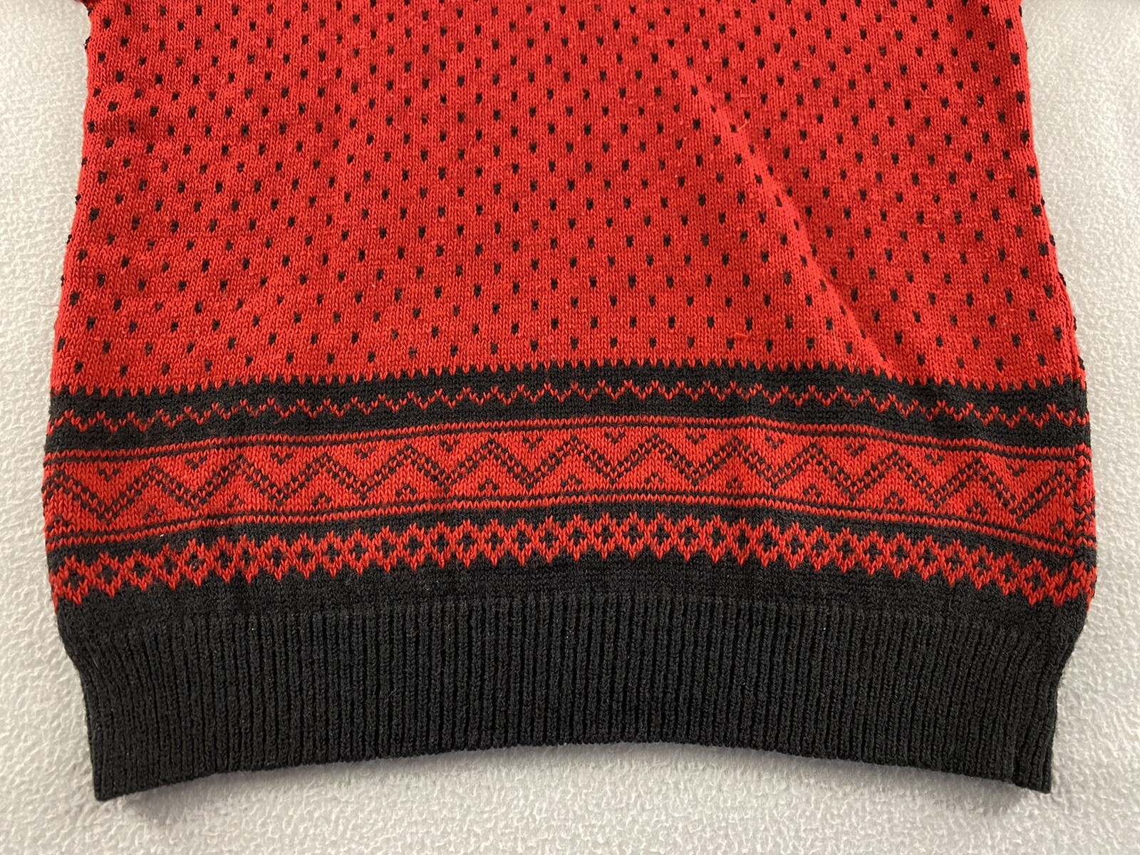 Vintage American Pride Sweater Pullover Nordic Pattern Red Black Acrylic Size S