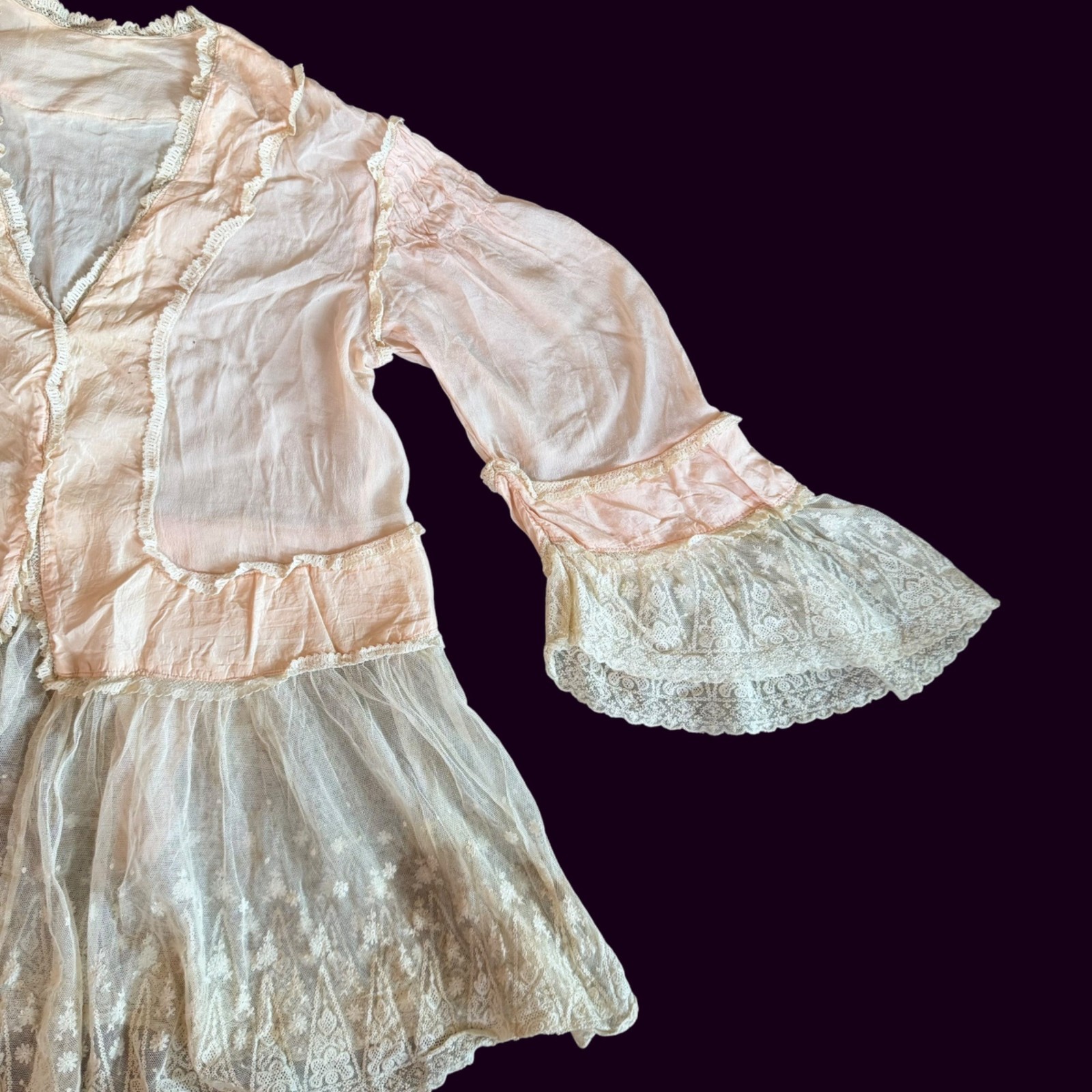 Antique Victorian Edwardian Ethereal Pastel Bohemian Ornate Bed Jacket S
