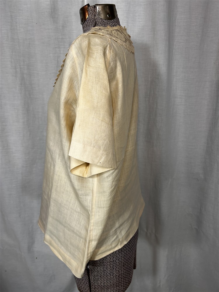 antique blouse linen lace pull over bust 40 off white original 1900-20