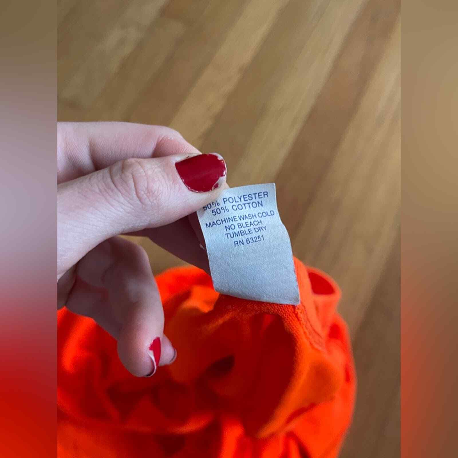80s Vintage Bright Orange Single Stitch Cotton Poly Blend T Shirt – Sz Large
