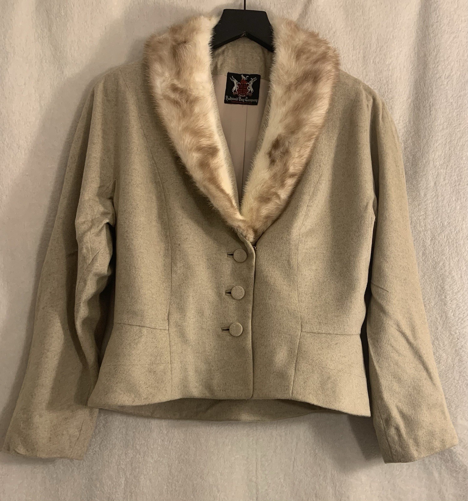Vintage Hudson Bay Co. Pro Pelle Cutem Blin Et Blin Wool Nip Waist Fur Jacket