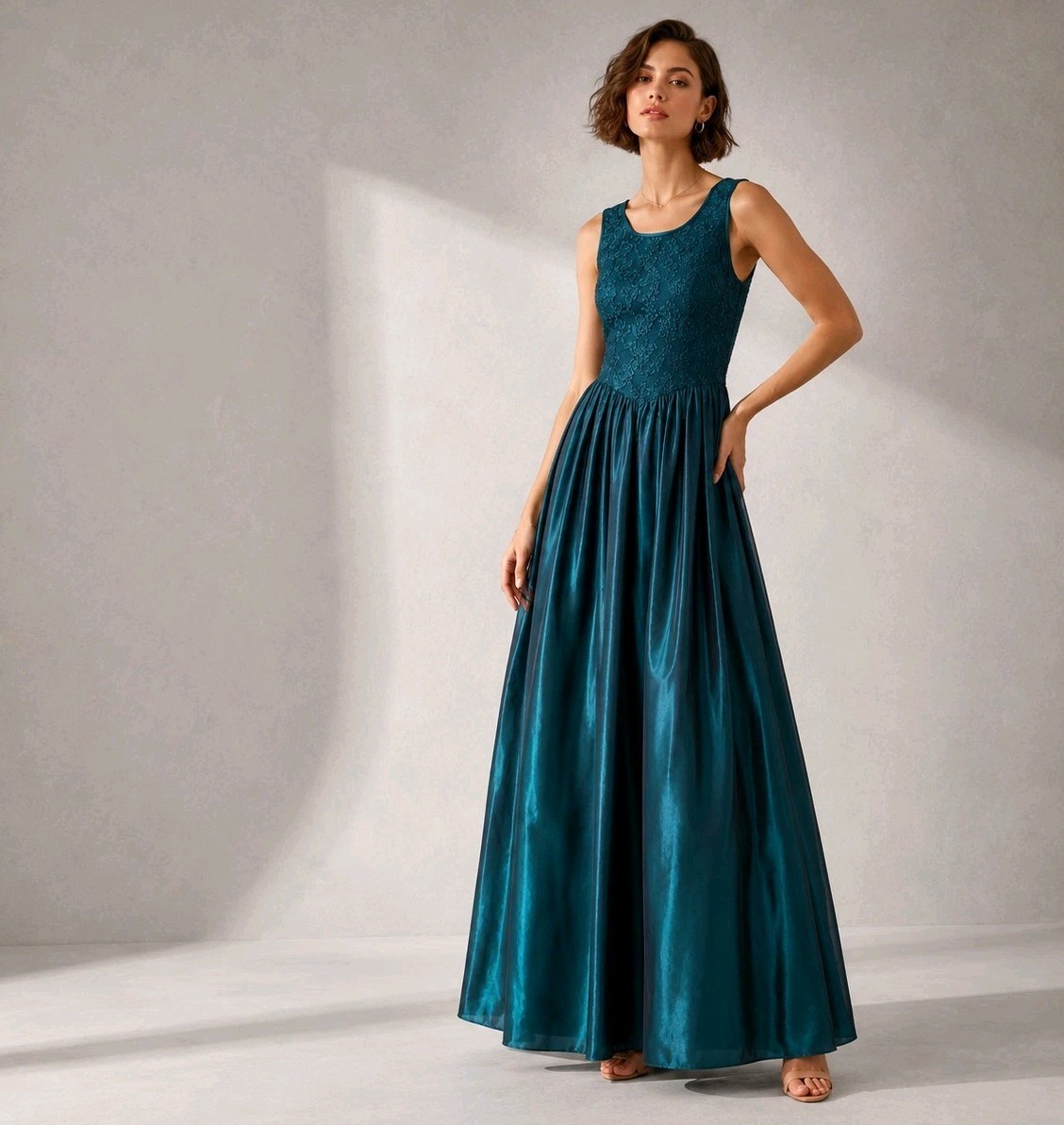 Vtg 90s Jessica McClintock Gunne Sax Green Formal Dress Sz 3 Tank Lace Prom
