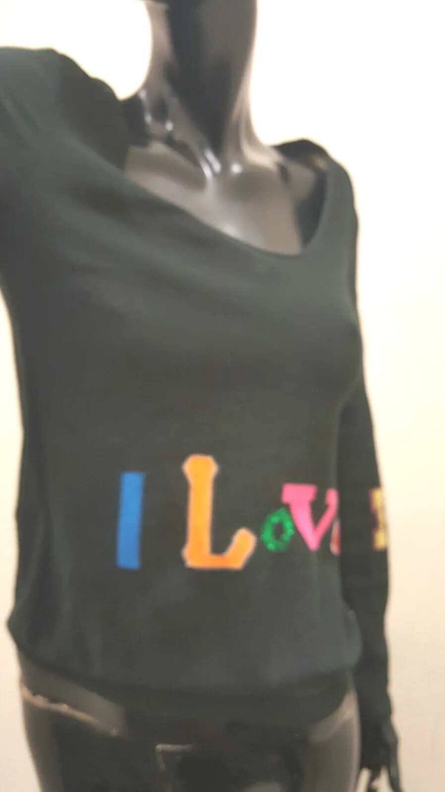 Sonia Rykiel sweater pullover  » I LOVE IT » aplicque balck s.40 BLACK 1-14