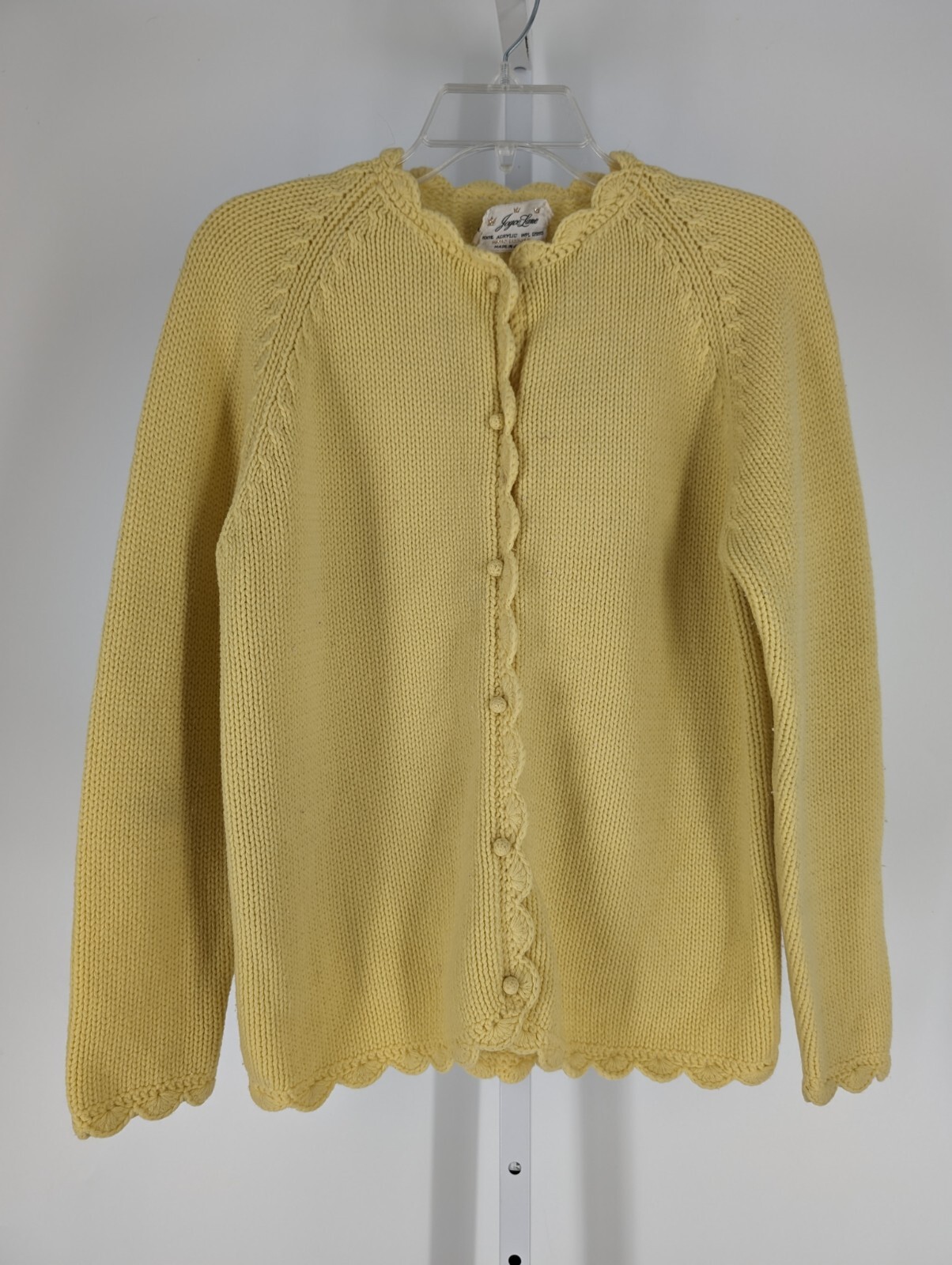 Vintage 60s Arts Crafts Hand Knit Yellow Sweater Japan Made 38&Prime; MCM Blanket