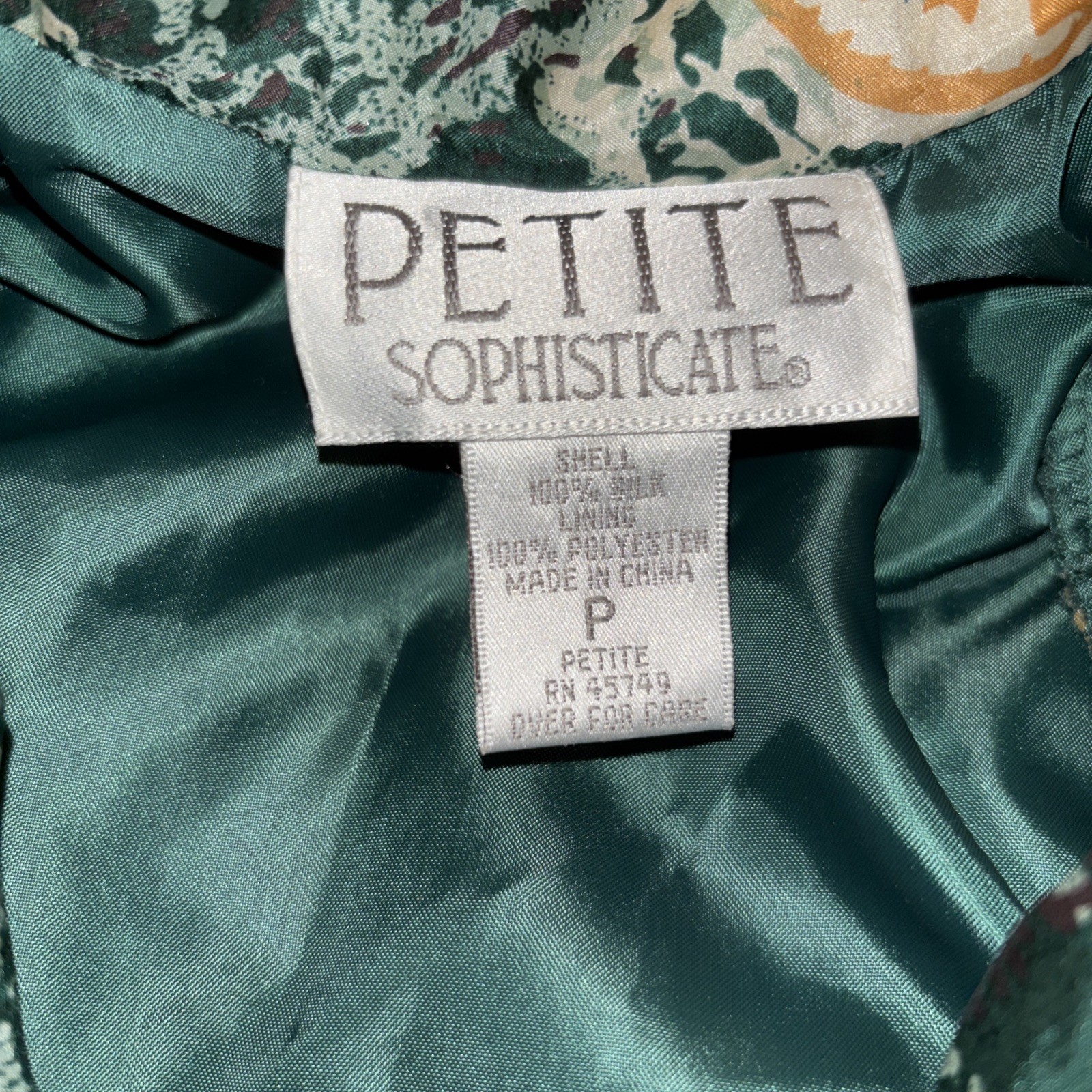 Petite Sophisticate Womens Jacket P Green Holly Full Zip Silk Lined