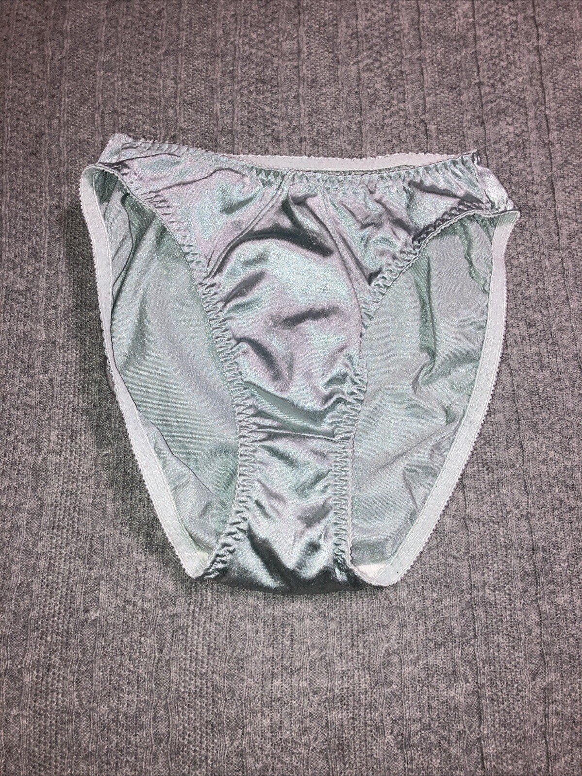 Vintage Lilly Of France Satin Skin Second Shiny Blue Hi Cut Sissy Panties S