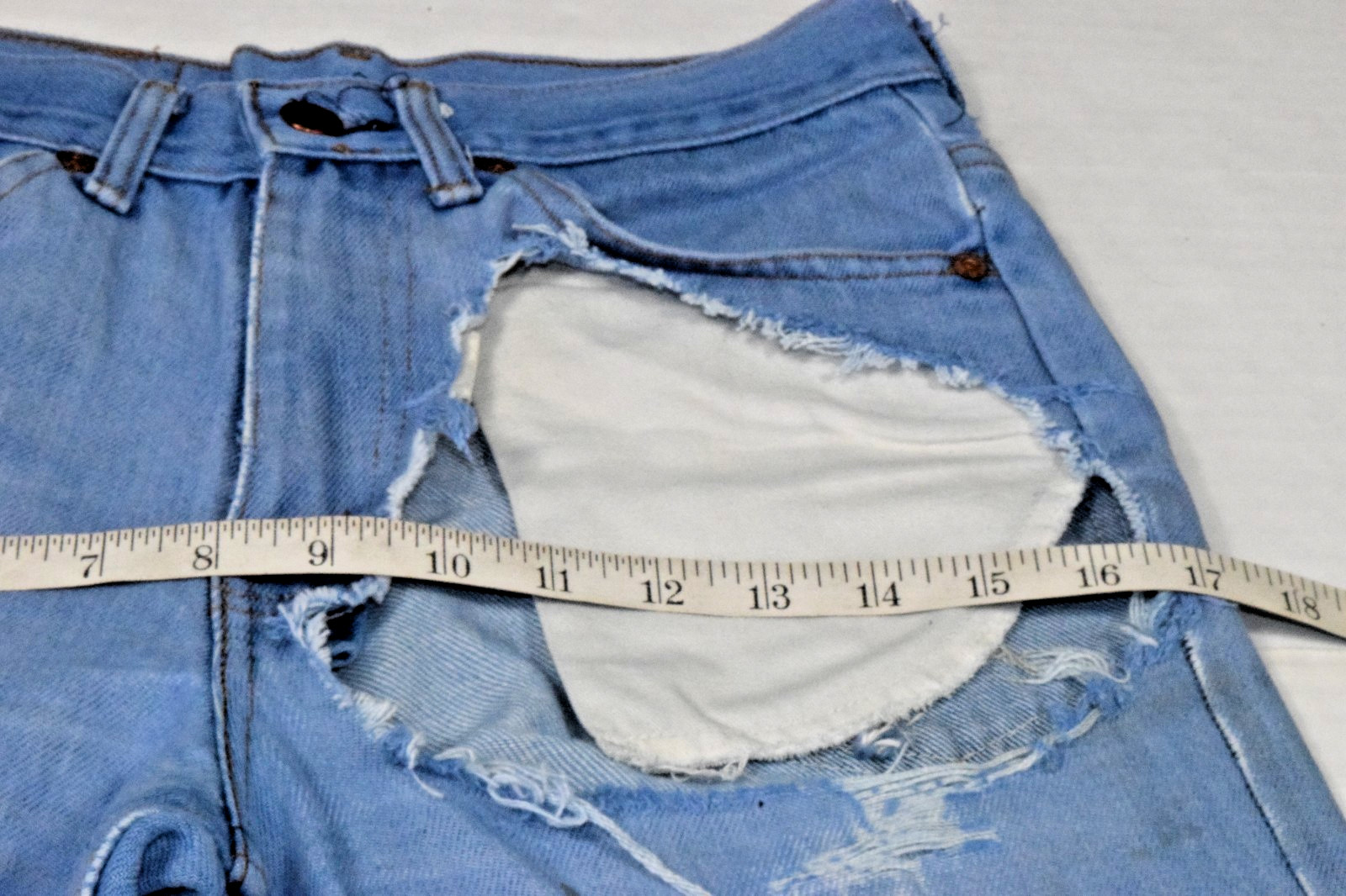 Vintage JCPenney Plain Pockets Jeans 27 x 30 70s Blue Bootcut Cowgirl Thrashed
