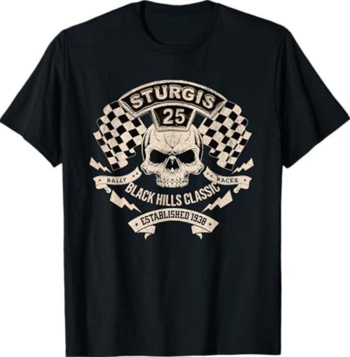 Sturgis 2025 Black Hills Rally Retro Vintage Skull Flags T-Shirt