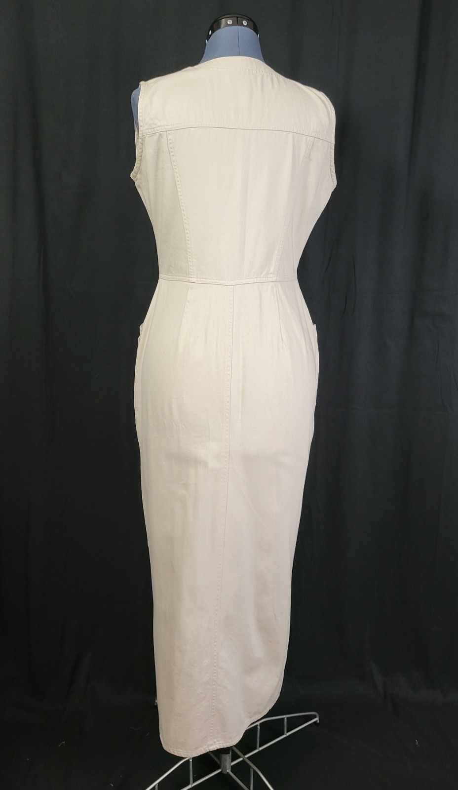 Vintage Access Light Khaki Button Down Sheath Dress Size Small