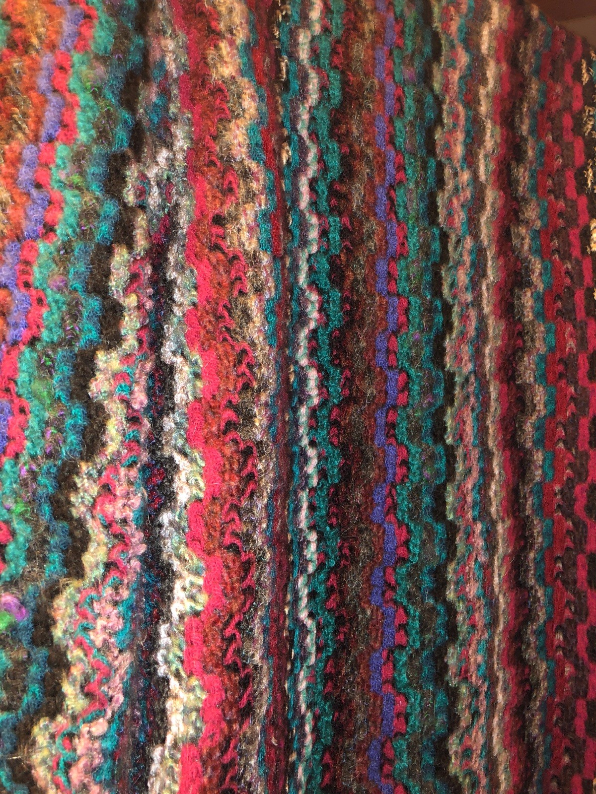 Graff California Wear Vintage Coat Of Many Colors Multicolor Yarn Knit Jacket 14