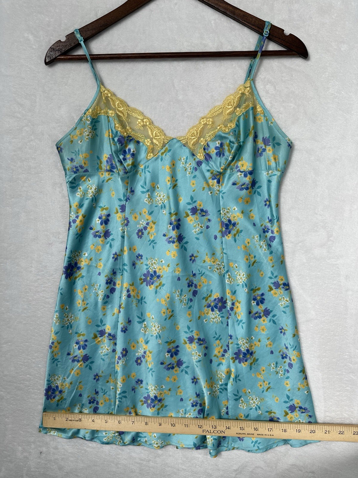 Vintage Y2K Victoria’s Secret Colorful Floral Lace Slip Dress Chemise Sz M 2001