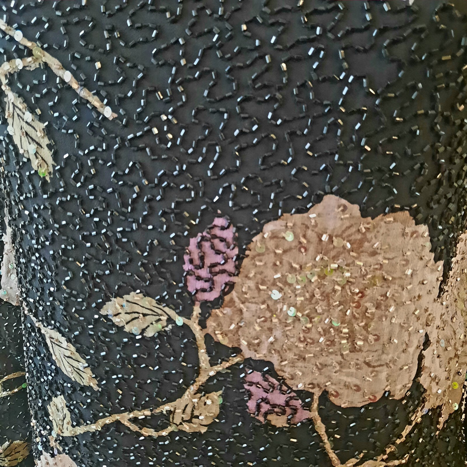 Vtg ANDRETTA DONATELLO Beaded Floral Print Silk Chiffon Jacket Sz M…