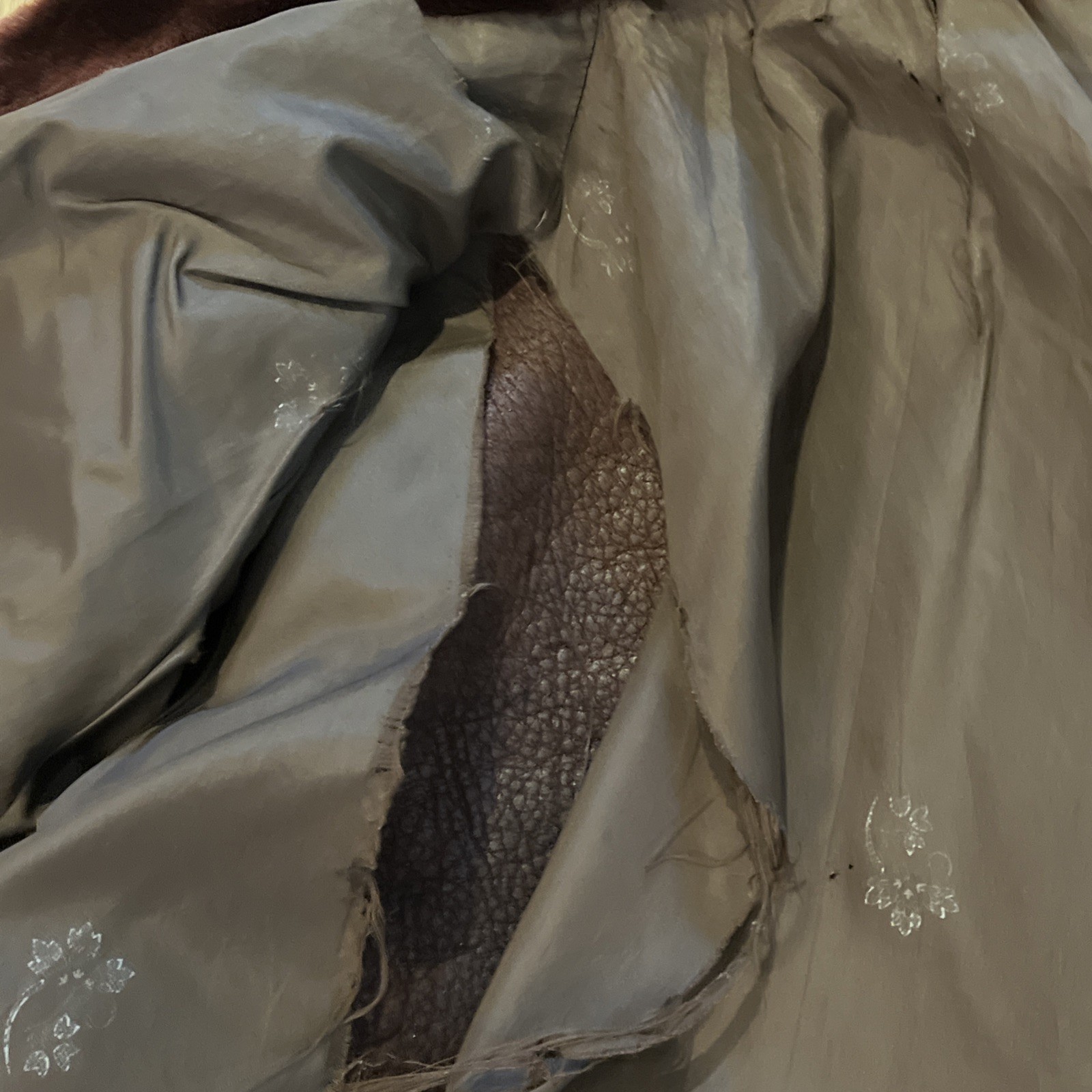 Vintage Brown Real Fur Jacket With Shawl Collar and Satin Lining. S/M